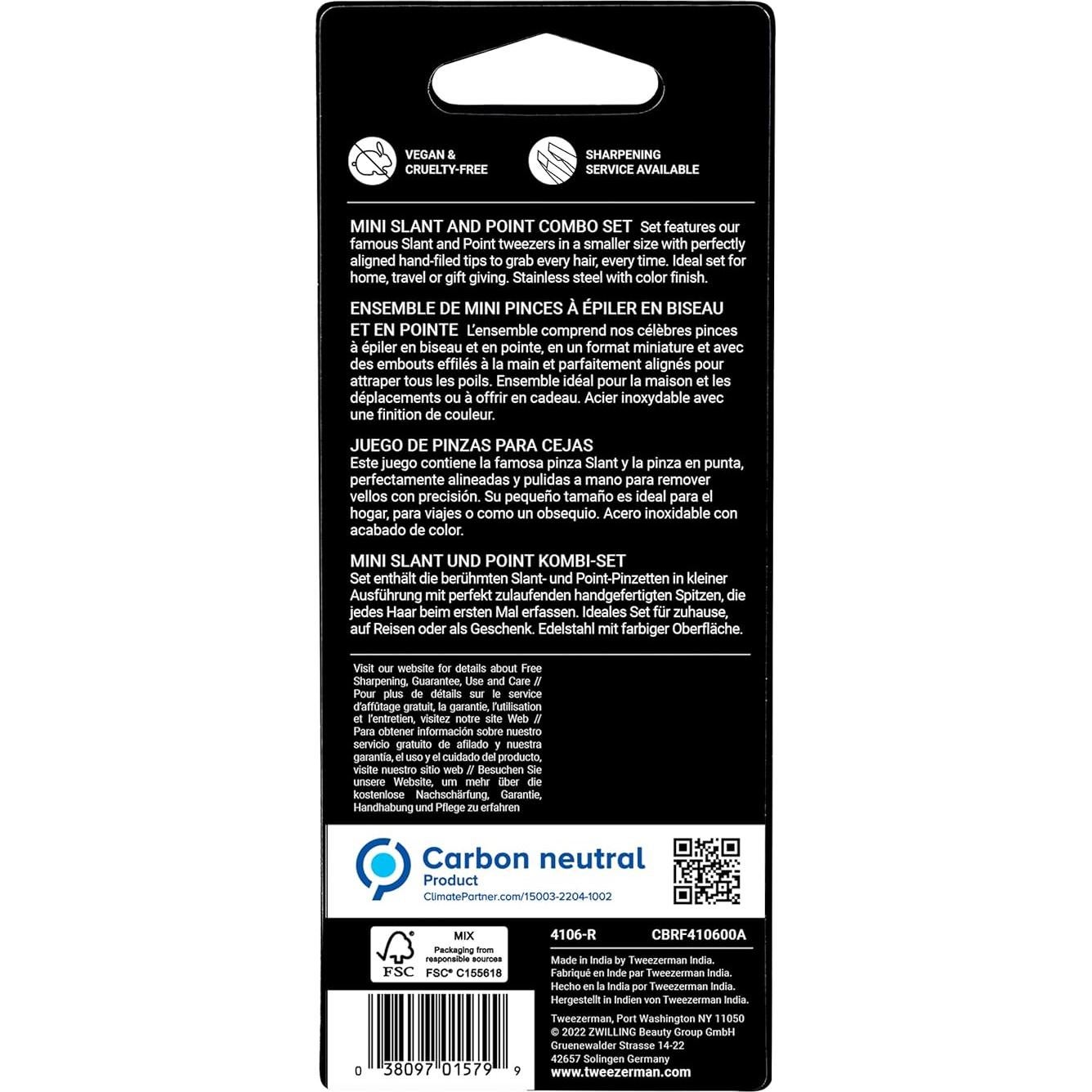 Pinzas Tweezerman Mini Punta Inclinada y Recta - Juego de 2