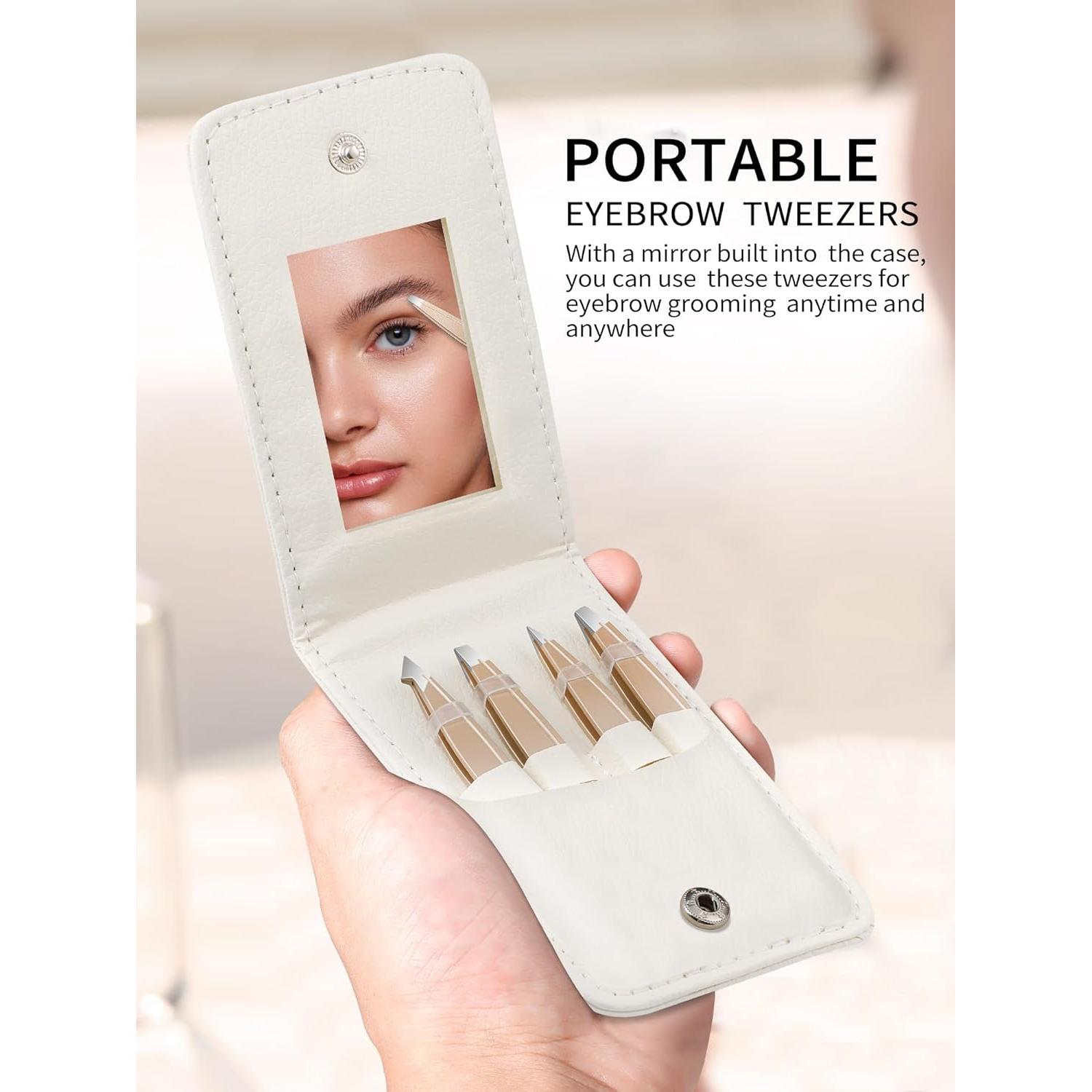 Juego de Pinzas de Acero Inoxidable Plys con Espejo - 4 Piezas