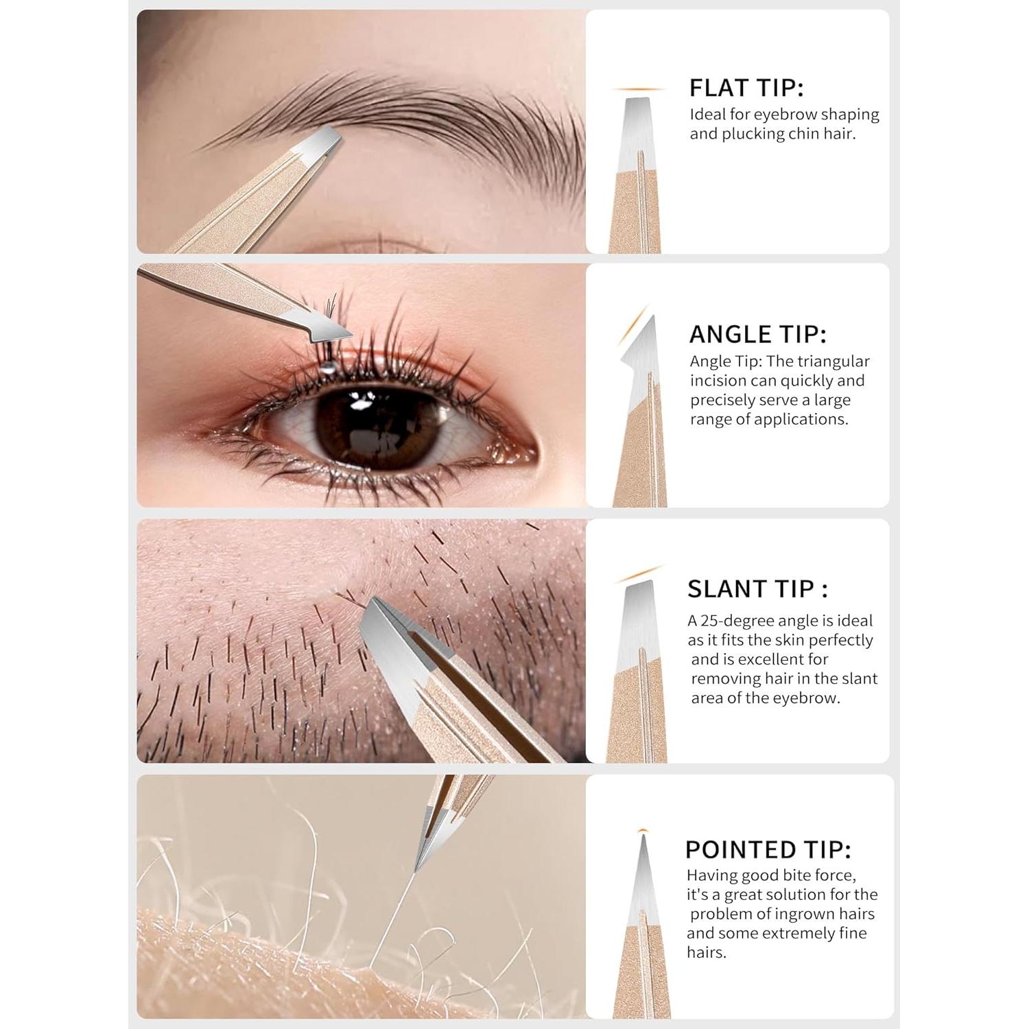 Juego de Pinzas de Acero Inoxidable Plys con Espejo - 4 Piezas