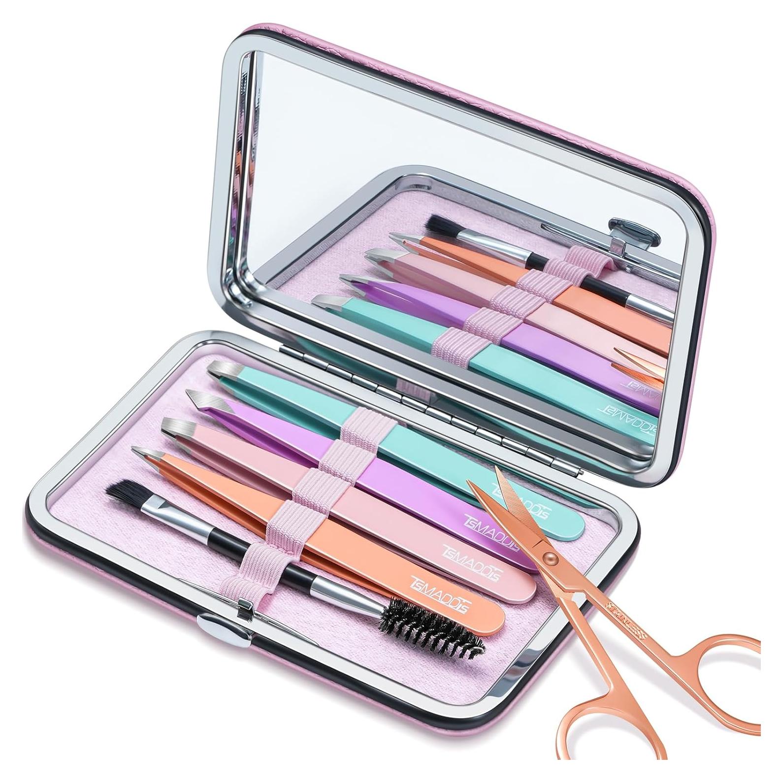 Juego de Pinzas de Precisión TsMADDTs con Estuche Rosa