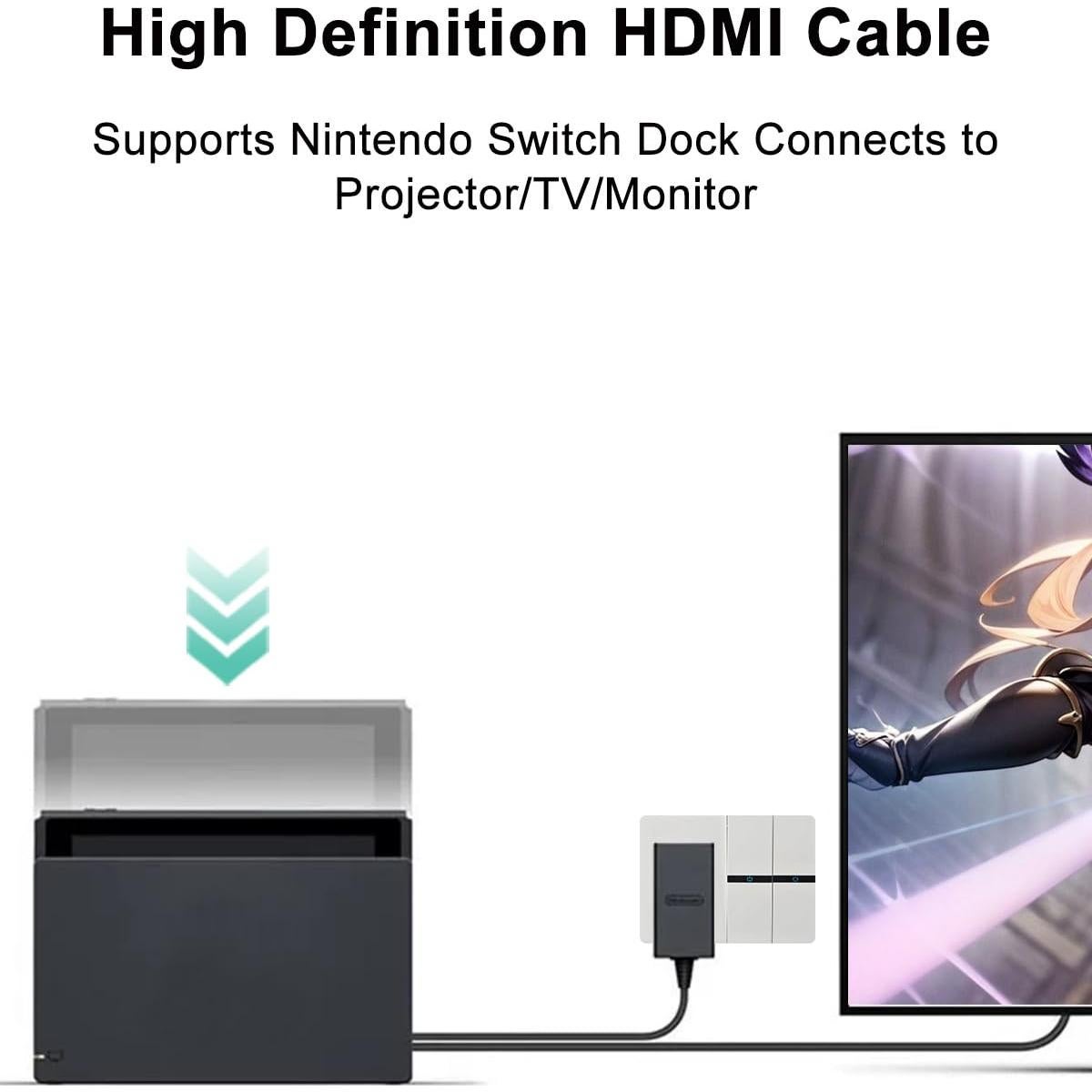 Cable HDMI Gmeaou para Nintendo Switch 1.46m Negro