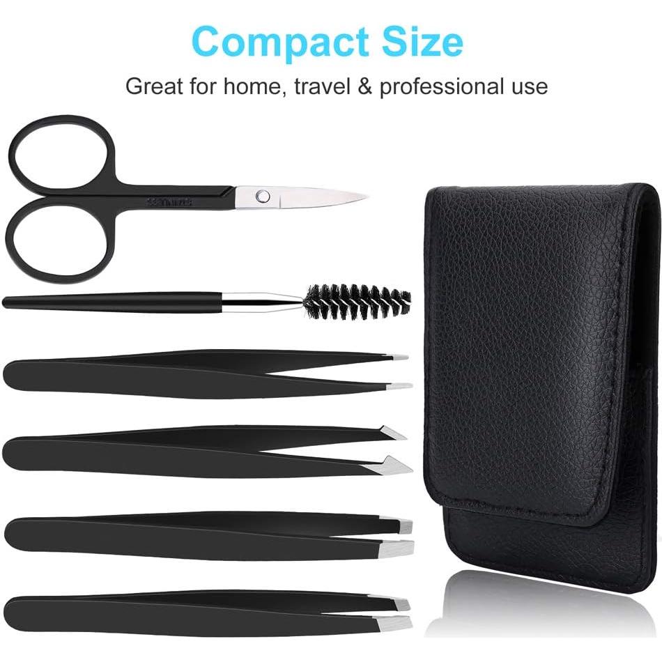 Juego de Pinzas UUBAAR 7 Piezas Acero Inoxidable Negro