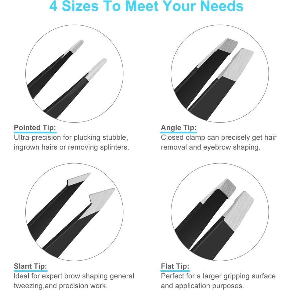 Juego de Pinzas UUBAAR 7 Piezas Acero Inoxidable Negro