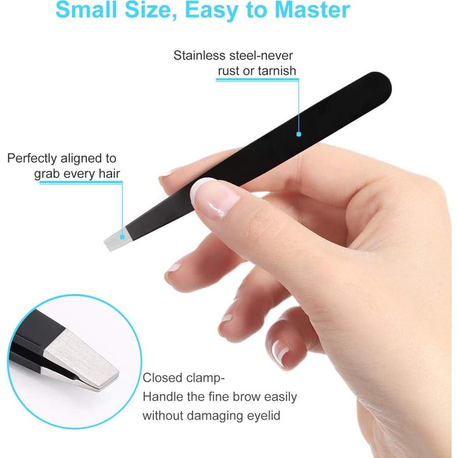 Juego de Pinzas UUBAAR 7 Piezas Acero Inoxidable Negro