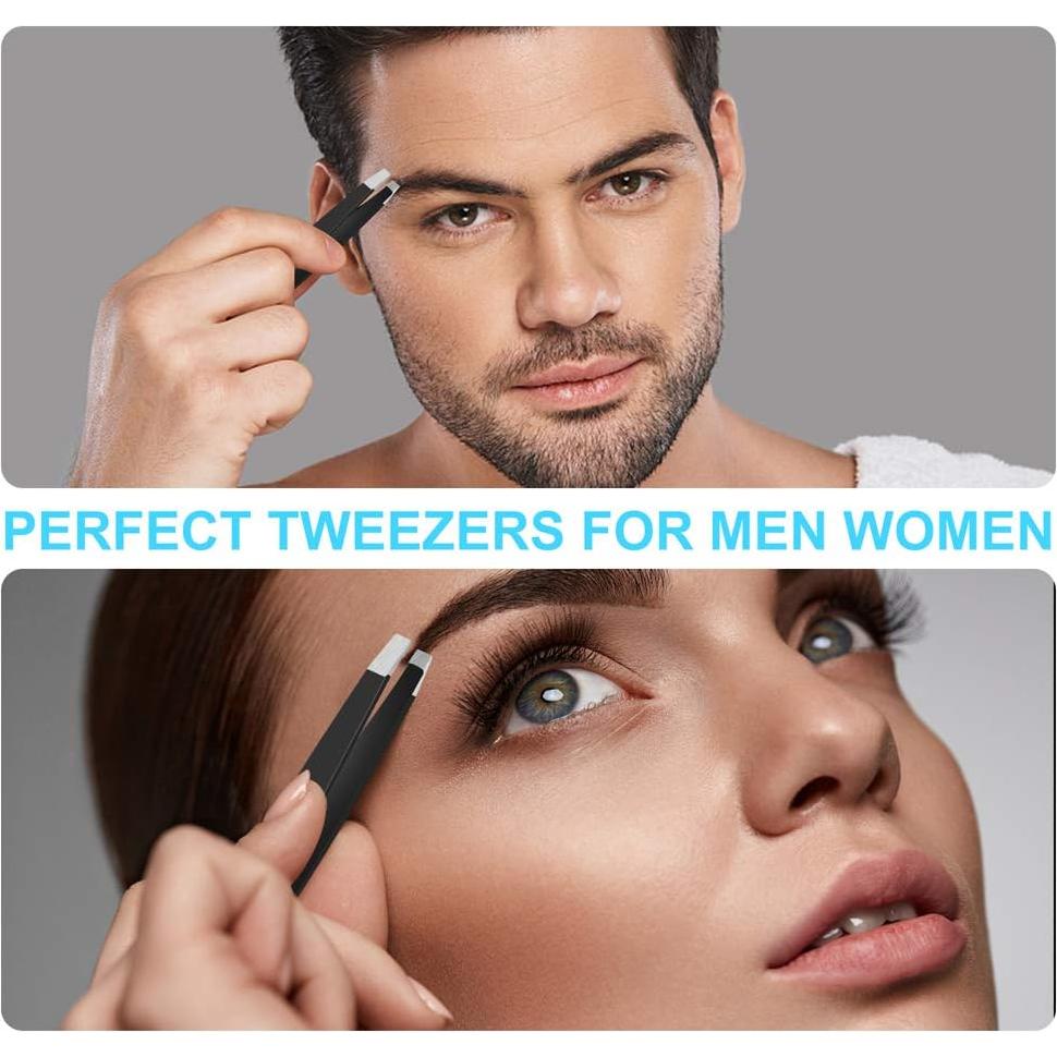 Juego de Pinzas UUBAAR 7 Piezas Acero Inoxidable Negro