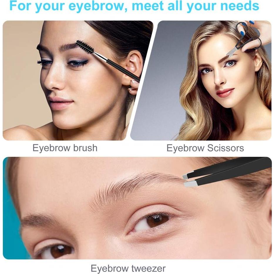 Juego de Pinzas UUBAAR 7 Piezas Acero Inoxidable Negro