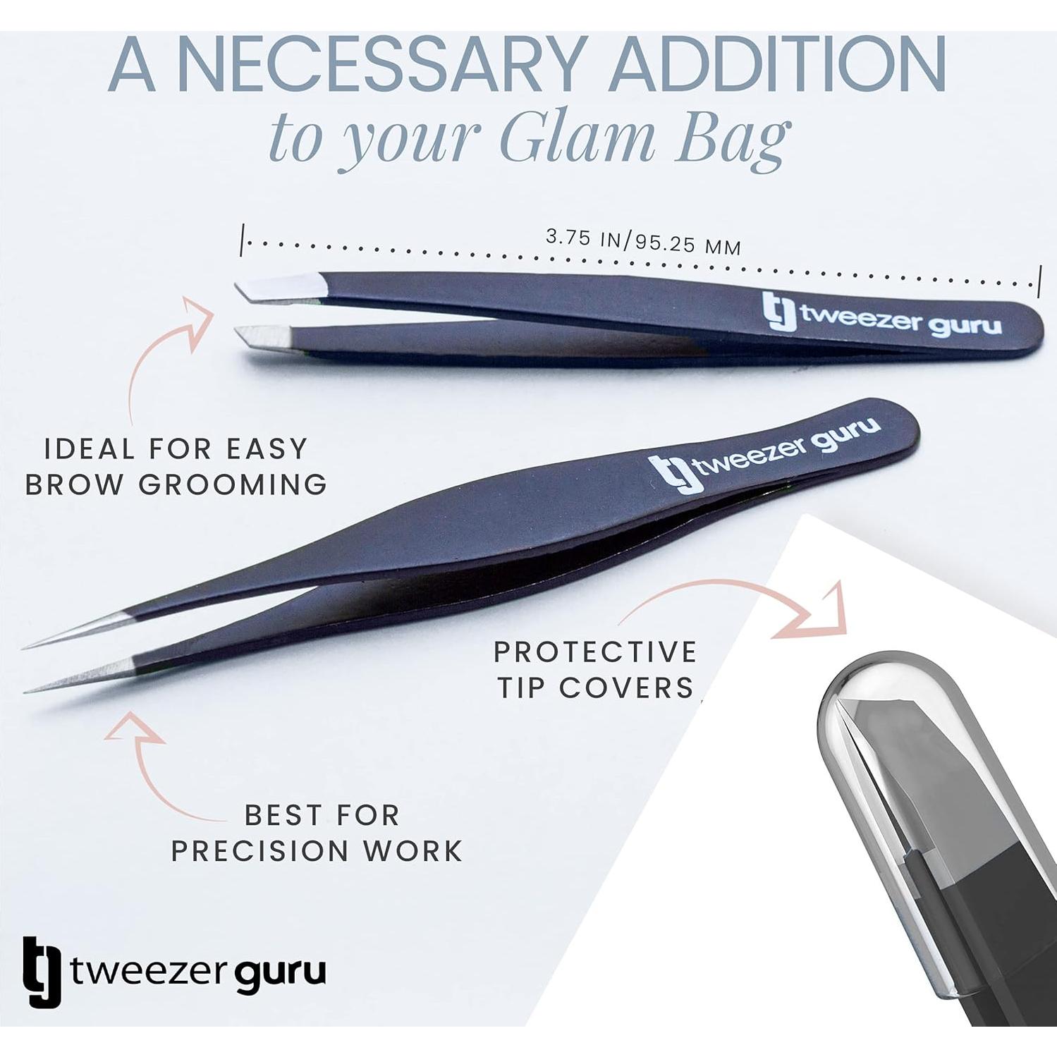 Pinzas de Precisión TWEEZER GURU - Juego de 2 Piezas Negro