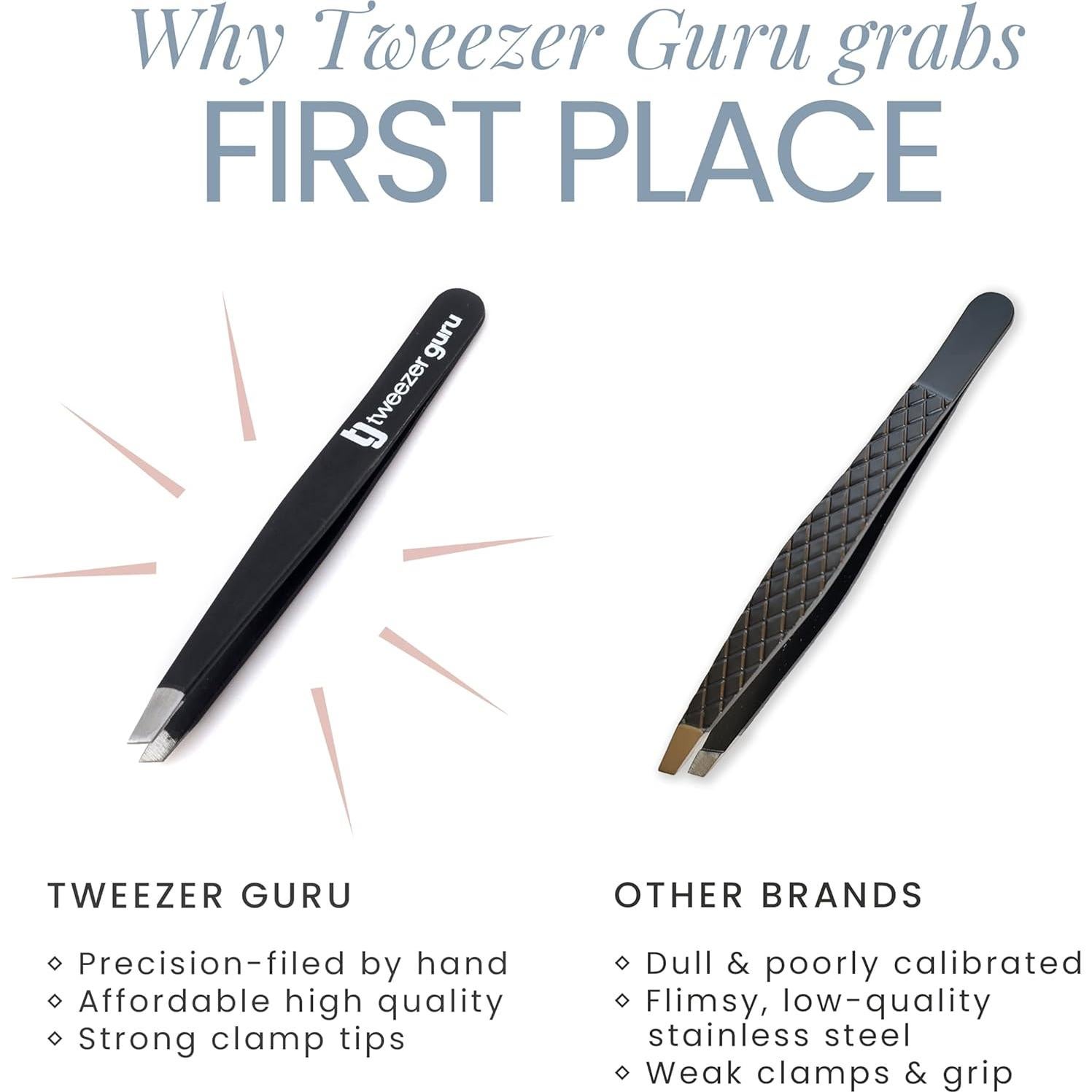 Pinzas de Precisión TWEEZER GURU - Juego de 2 Piezas Negro