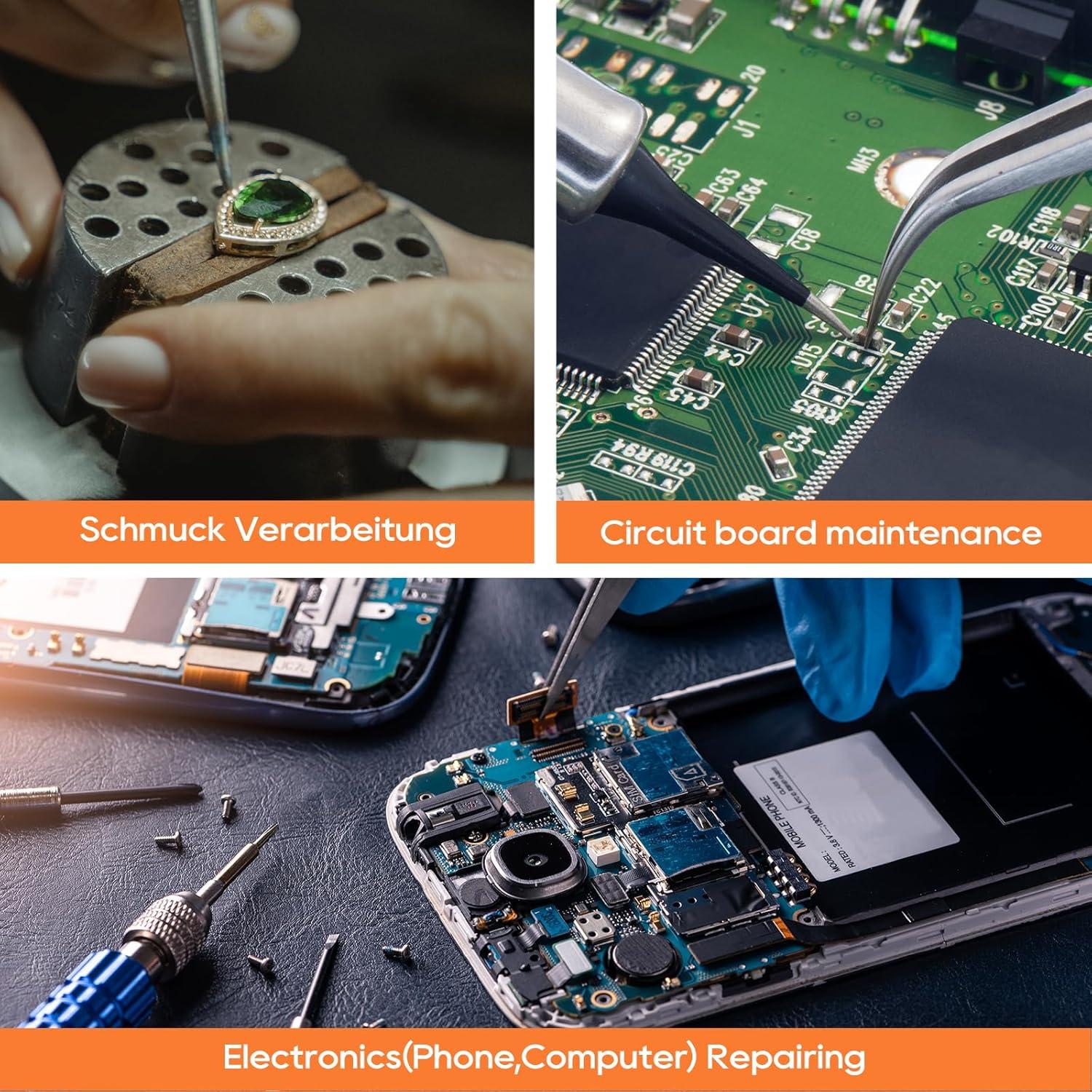 Pinzas de Precisión TOWOT 5 PCS Acero Inoxidable Curvadas