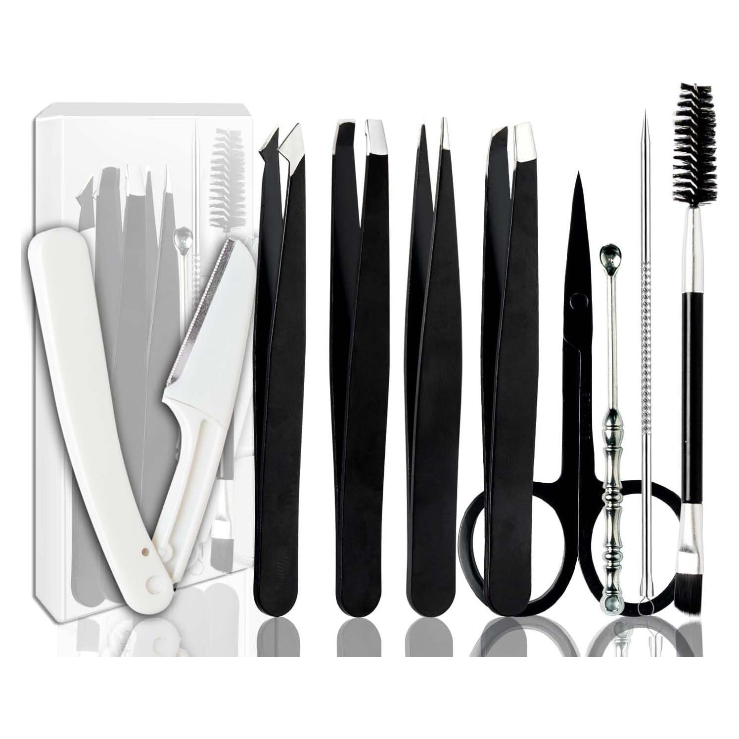 Kit de Pinzas Profesionales Muzioiernsu 9 Piezas Acero Inoxidable