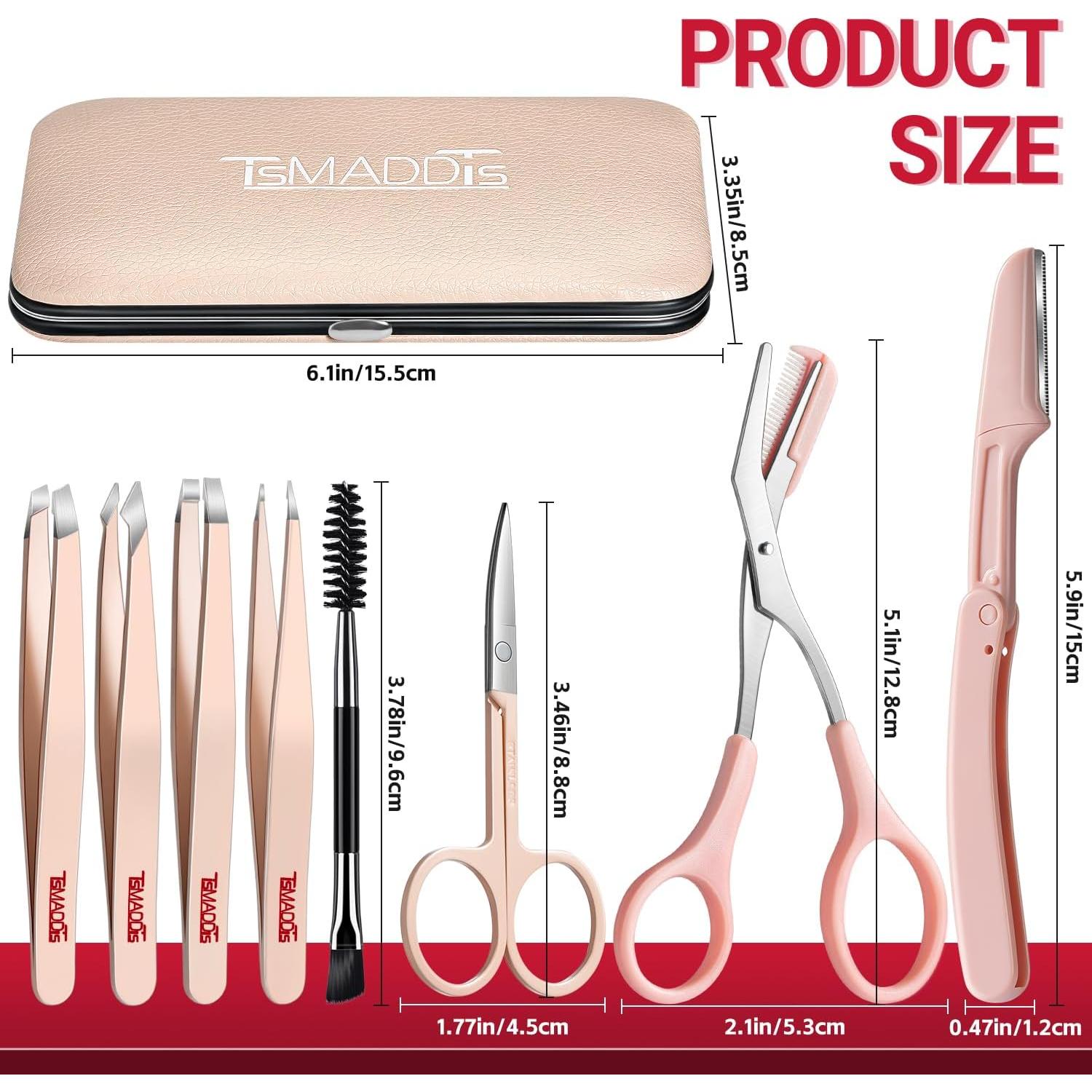 Kit de Cejas 8 en 1 TsMADDTs con Pinzas y Afeitadora