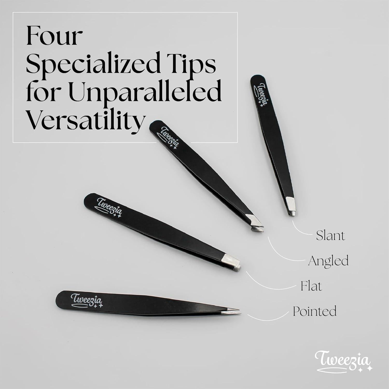 Juego de Pinzas de Acero Inoxidable TWEEZIA - 4 Puntas de Precisión