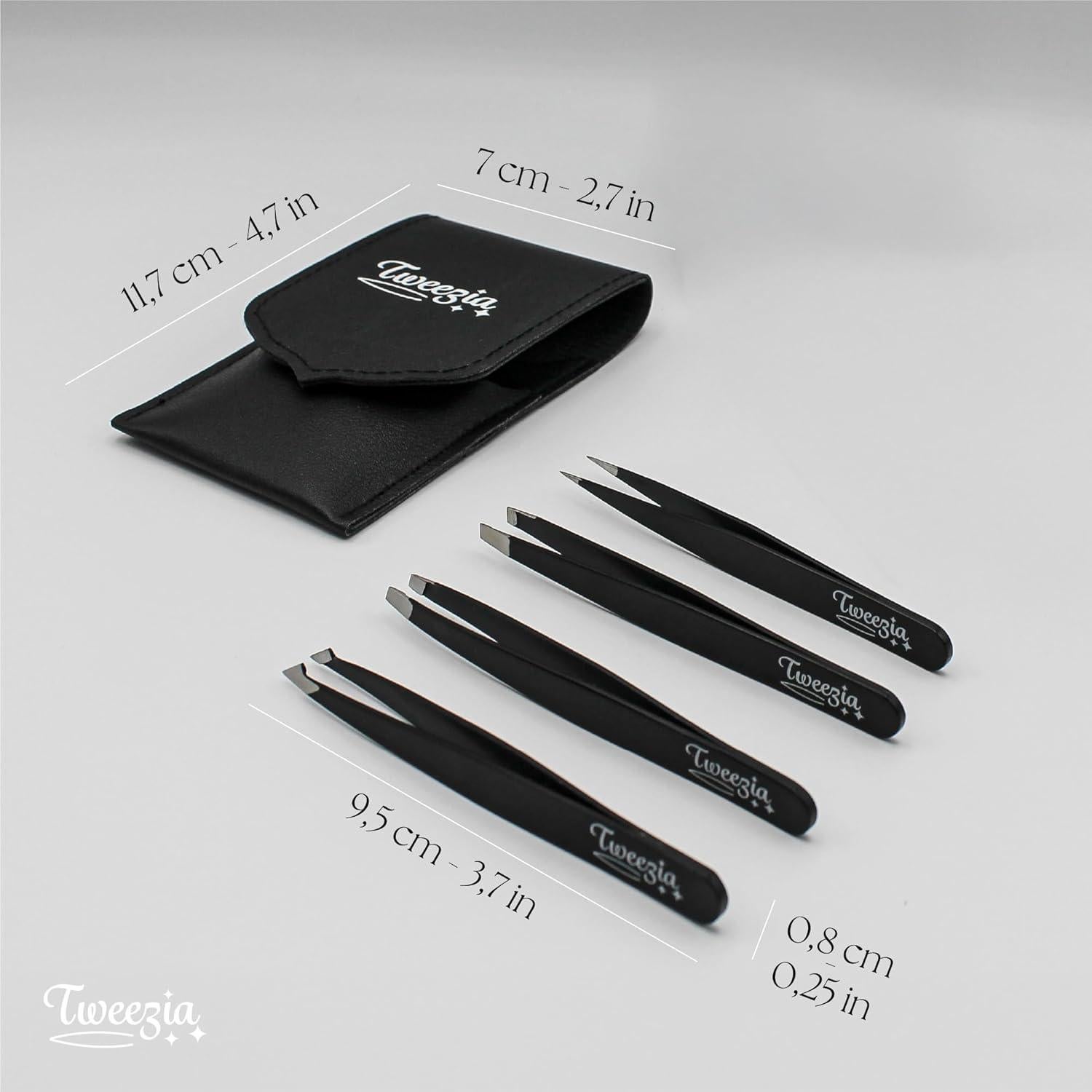 Juego de Pinzas de Acero Inoxidable TWEEZIA - 4 Puntas de Precisión