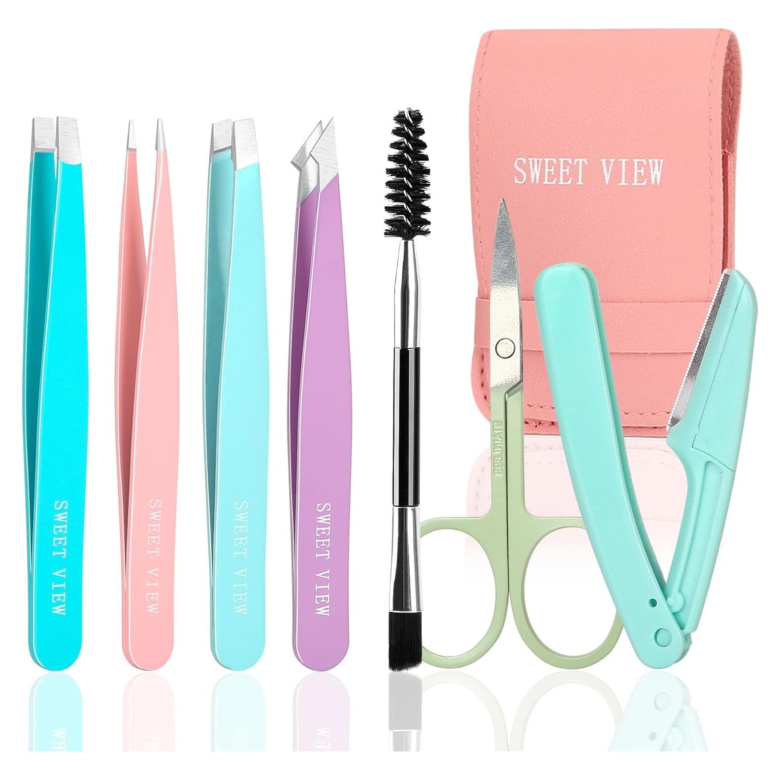 Kit de Pinzas para Cejas SWEET VIEW 7 Piezas Acero Inoxidable