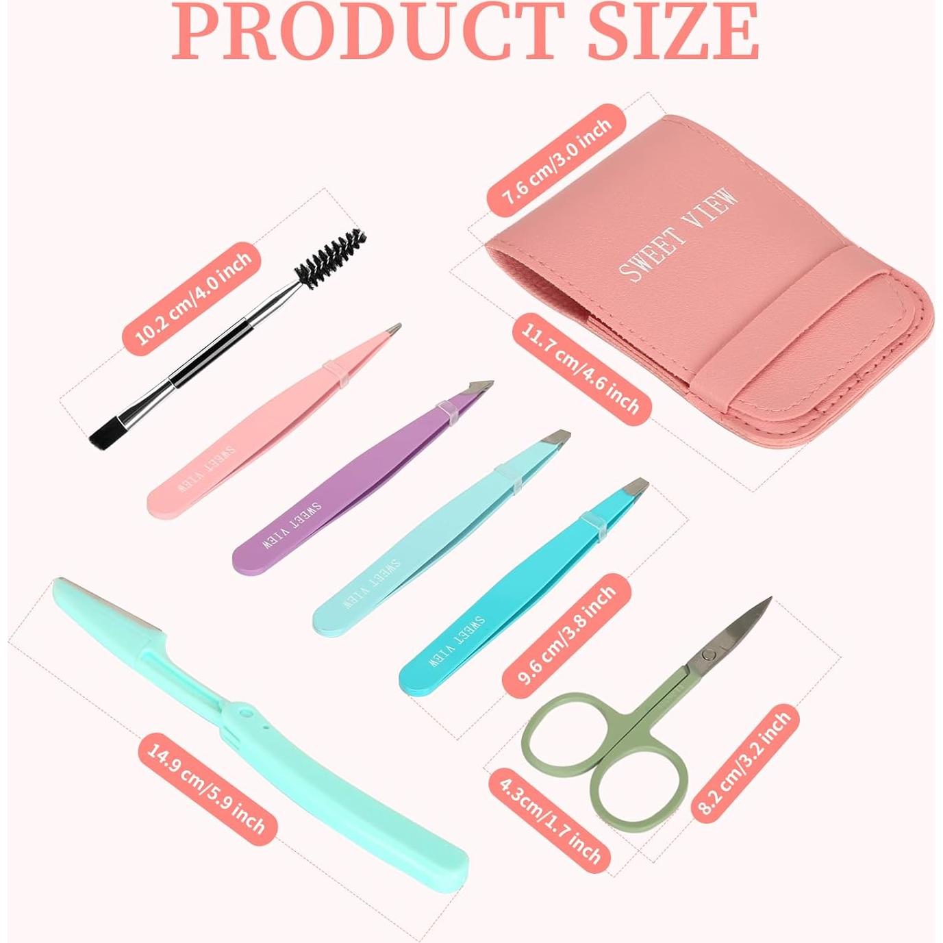Kit de Pinzas para Cejas SWEET VIEW 7 Piezas Acero Inoxidable