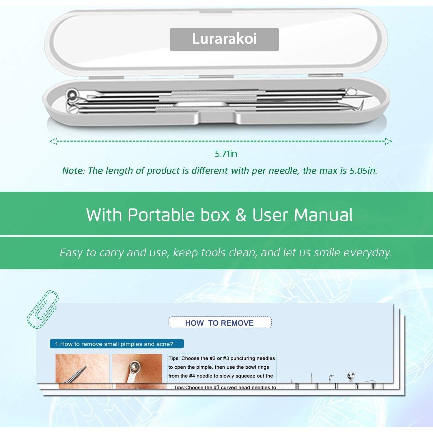Kit Extractor de Comedones 5 Piezas Kotomotoy Acero Inoxidable