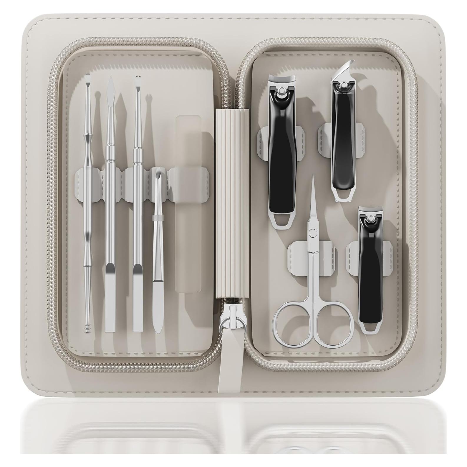 Kit de Manicura 9 en 1 Glamne con Estuche de Cuero