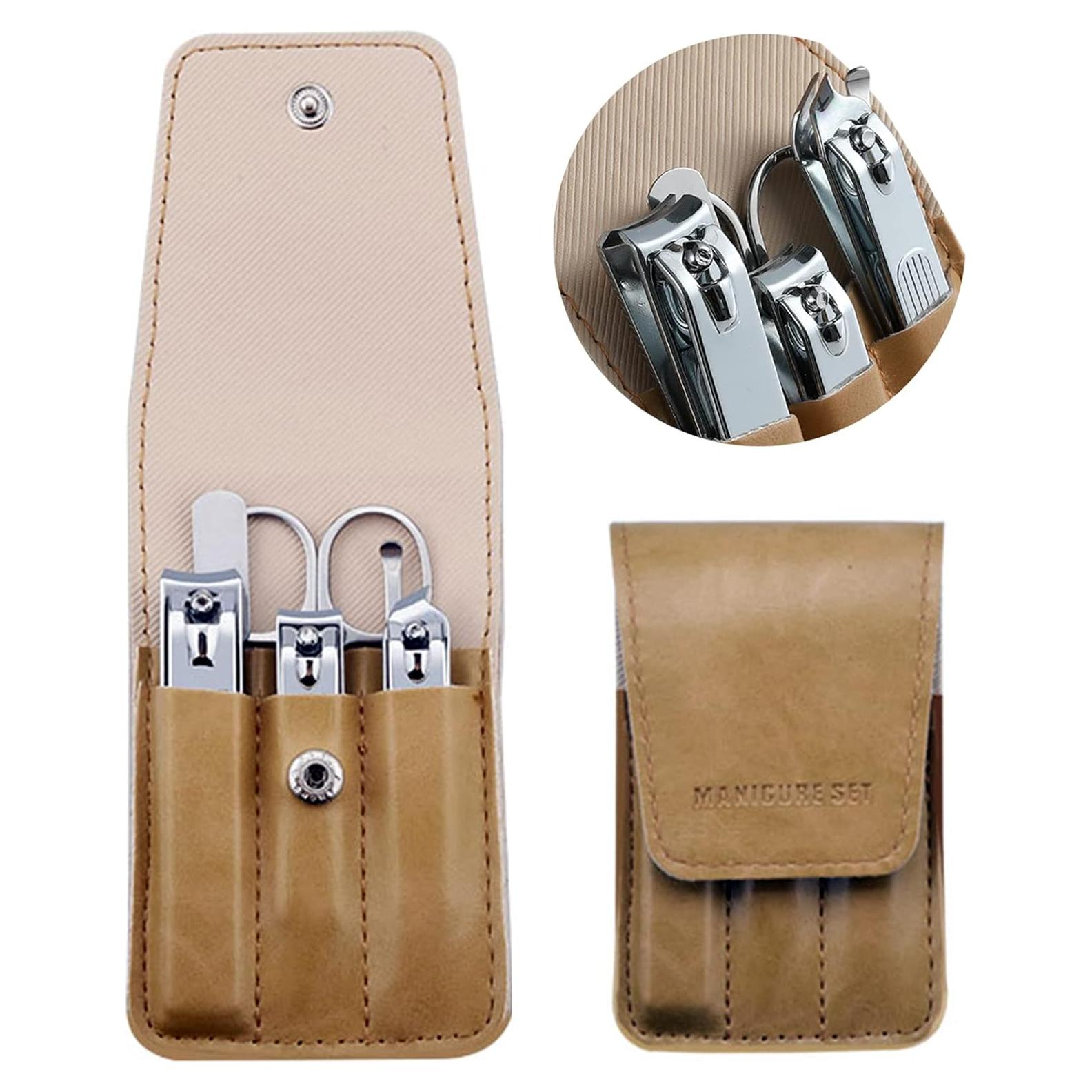 Juego de Cortauñas Atimier 6 Piezas Acero Inoxidable Beige