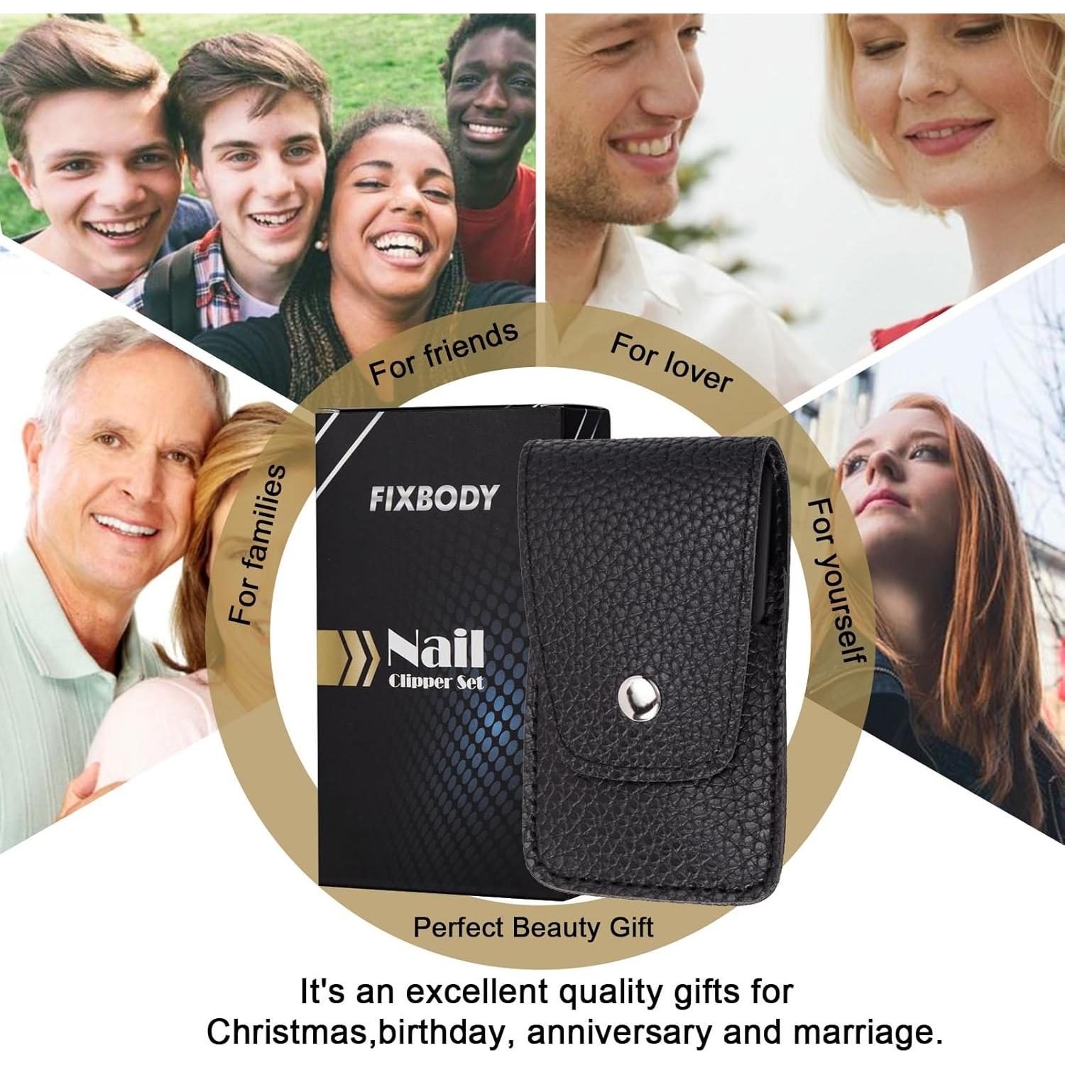 Juego de Cortauñas FIXBODY - Ultra Afilados, Estuche de Cuero