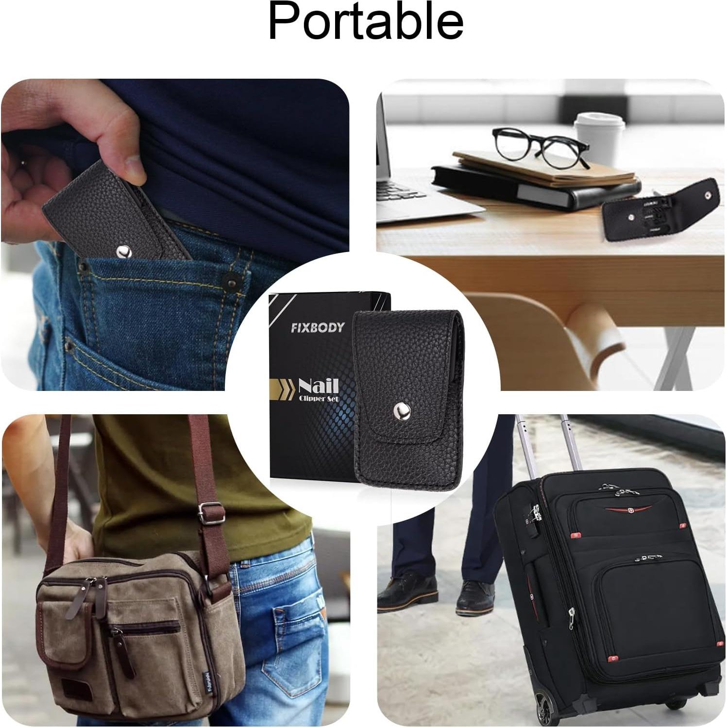 Juego de Cortauñas FIXBODY - Ultra Afilados, Estuche de Cuero