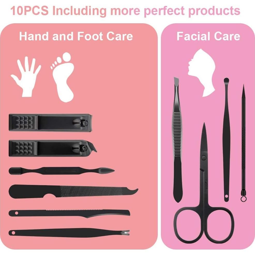 Kit de Manicura OKOM 10 Piezas Acero Inoxidable Antideslizante