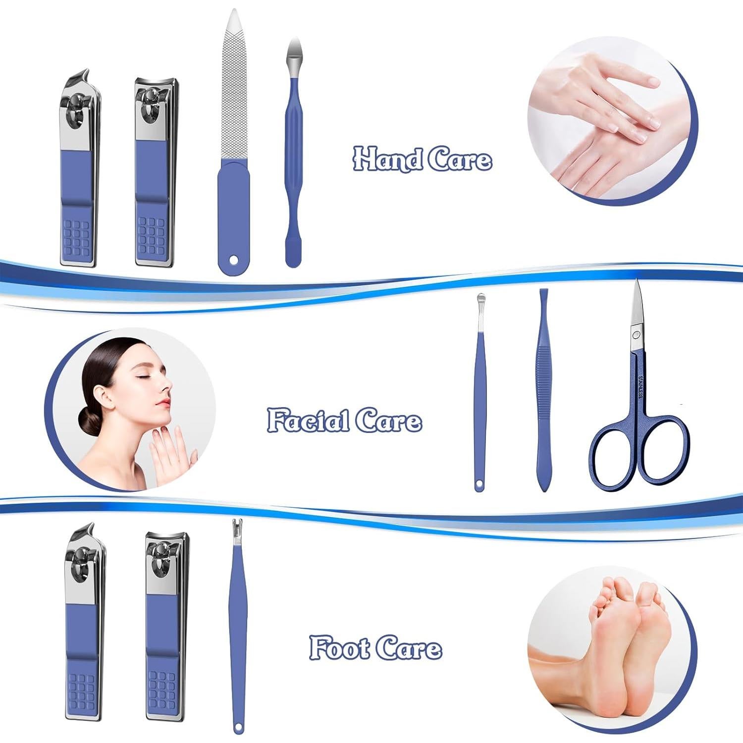 Juego de Manicura 8 en 1 RedFlow - Set Profesional Azul