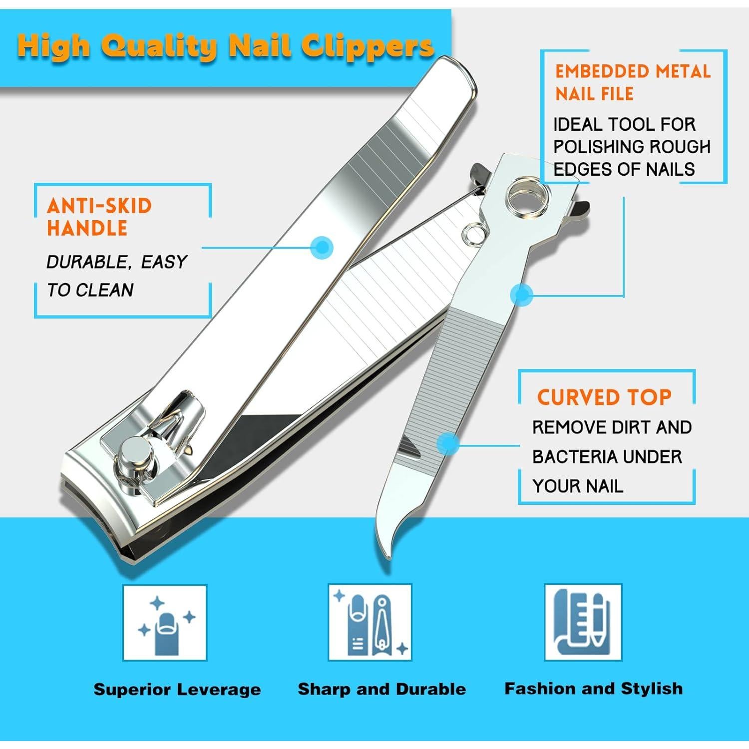 Juego de Cortauñas Acero Inoxidable PRO-AUTO Plata 7.6cm