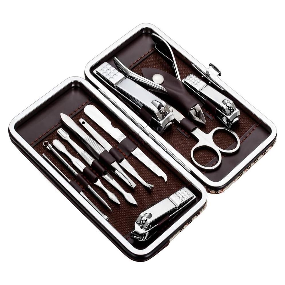 Kit de Manicura y Pedicura Tseoa 12 Piezas Estuche Viaje