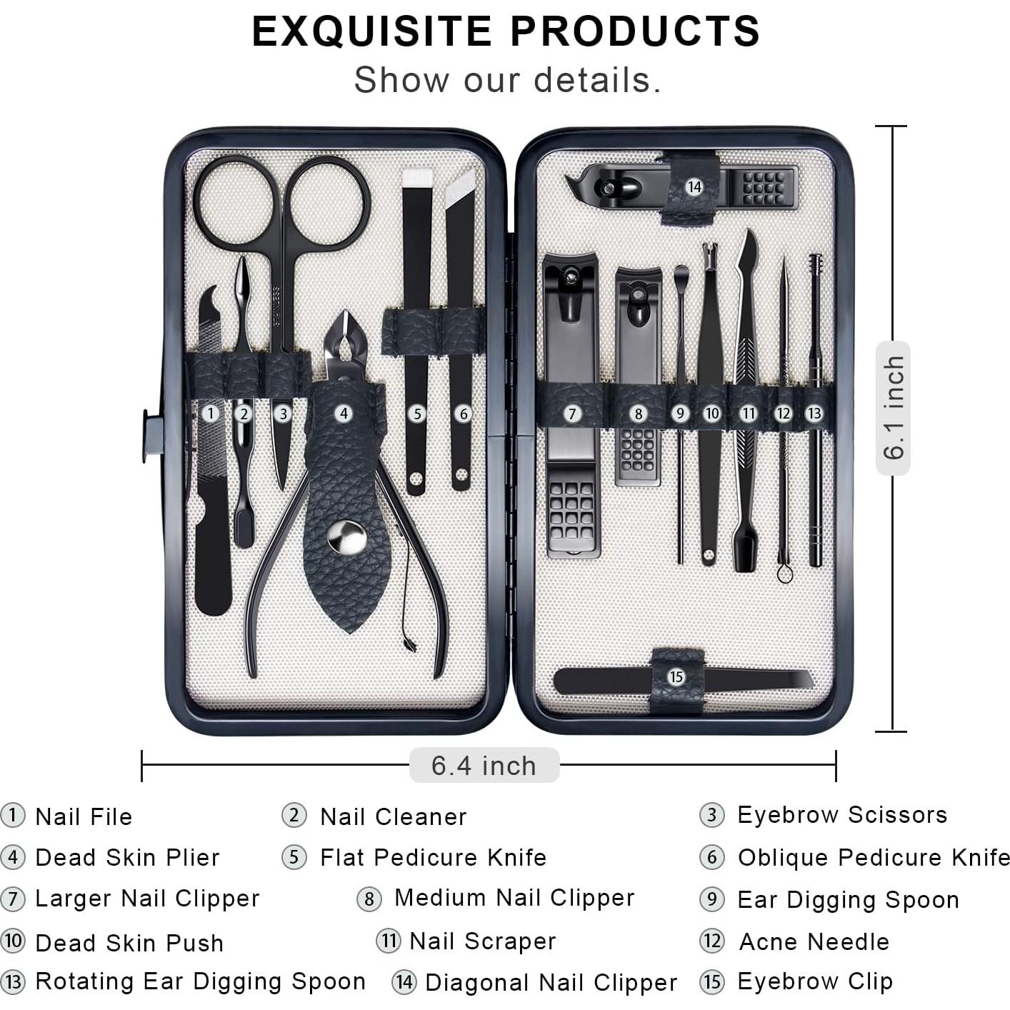 Kit de Manicura 15PCS FIXBODY - Cortauñas y Herramientas