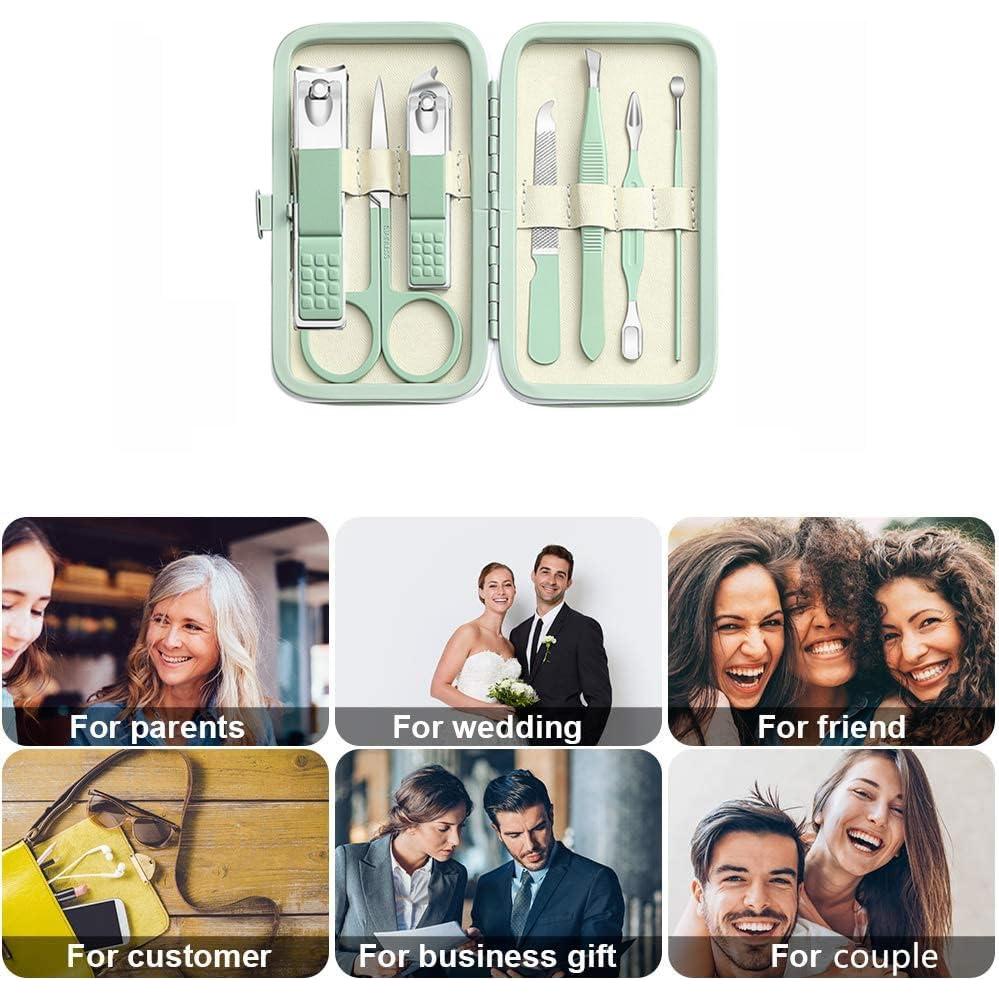 Juego de Manicura 7 Piezas Feiworui con Estuche Verde