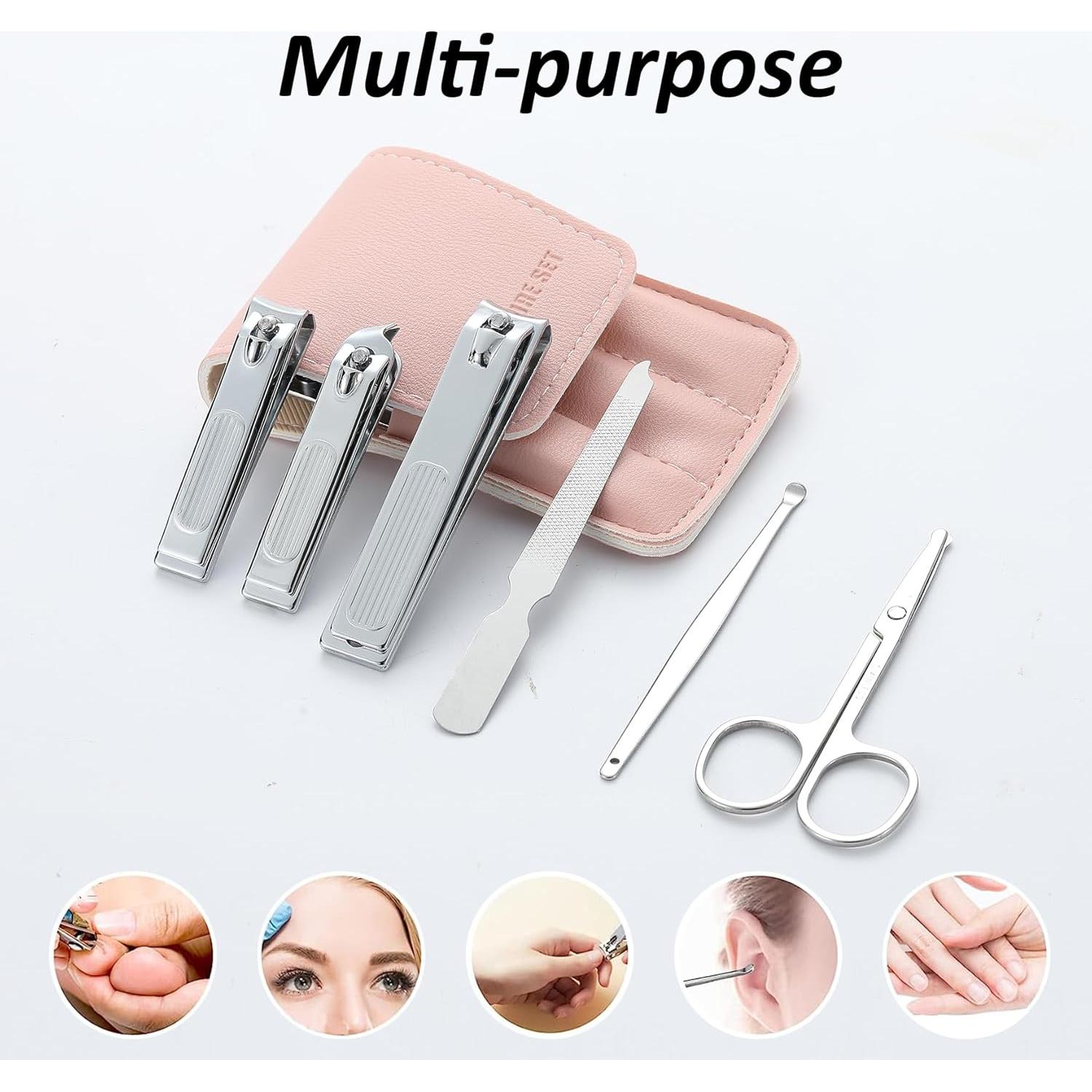 Juego de Cortauñas Atimier 6 Piezas Estuche Rosa