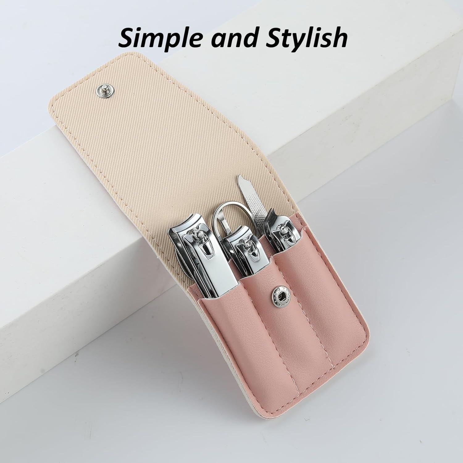 Juego de Cortauñas Atimier 6 Piezas Estuche Rosa