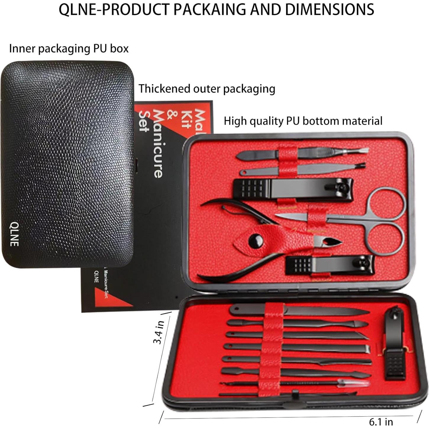 Kit de Cortauñas QLNE de Acero Inoxidable 15 Piezas