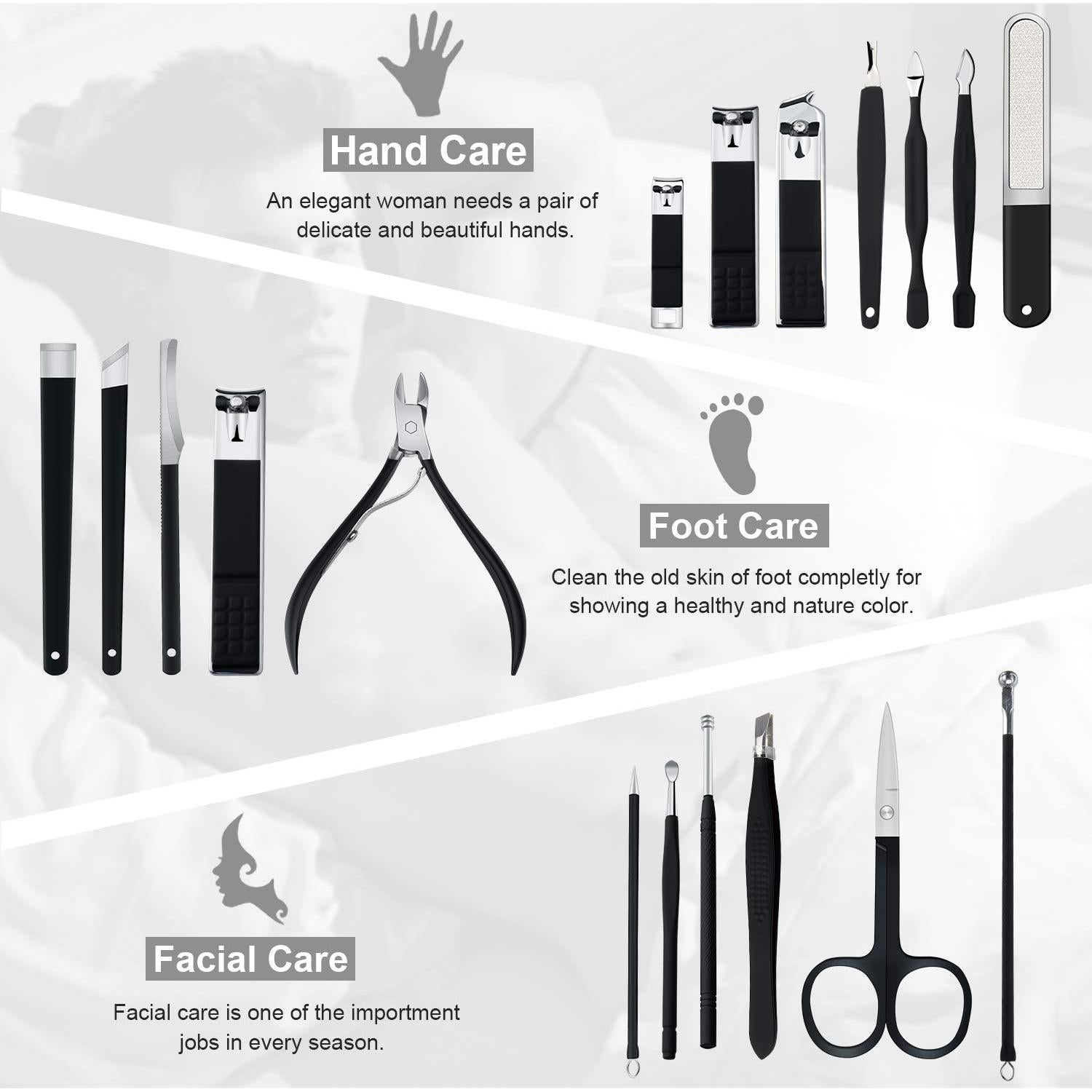 Kit de Manicura Profesional Keiby Citom 18 Piezas Acero Inoxidable Rosa