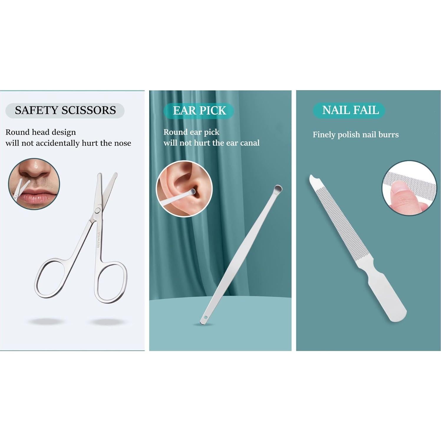 Juego de Cortauñas NEMIBAD 6 Piezas Acero Inoxidable Viaje