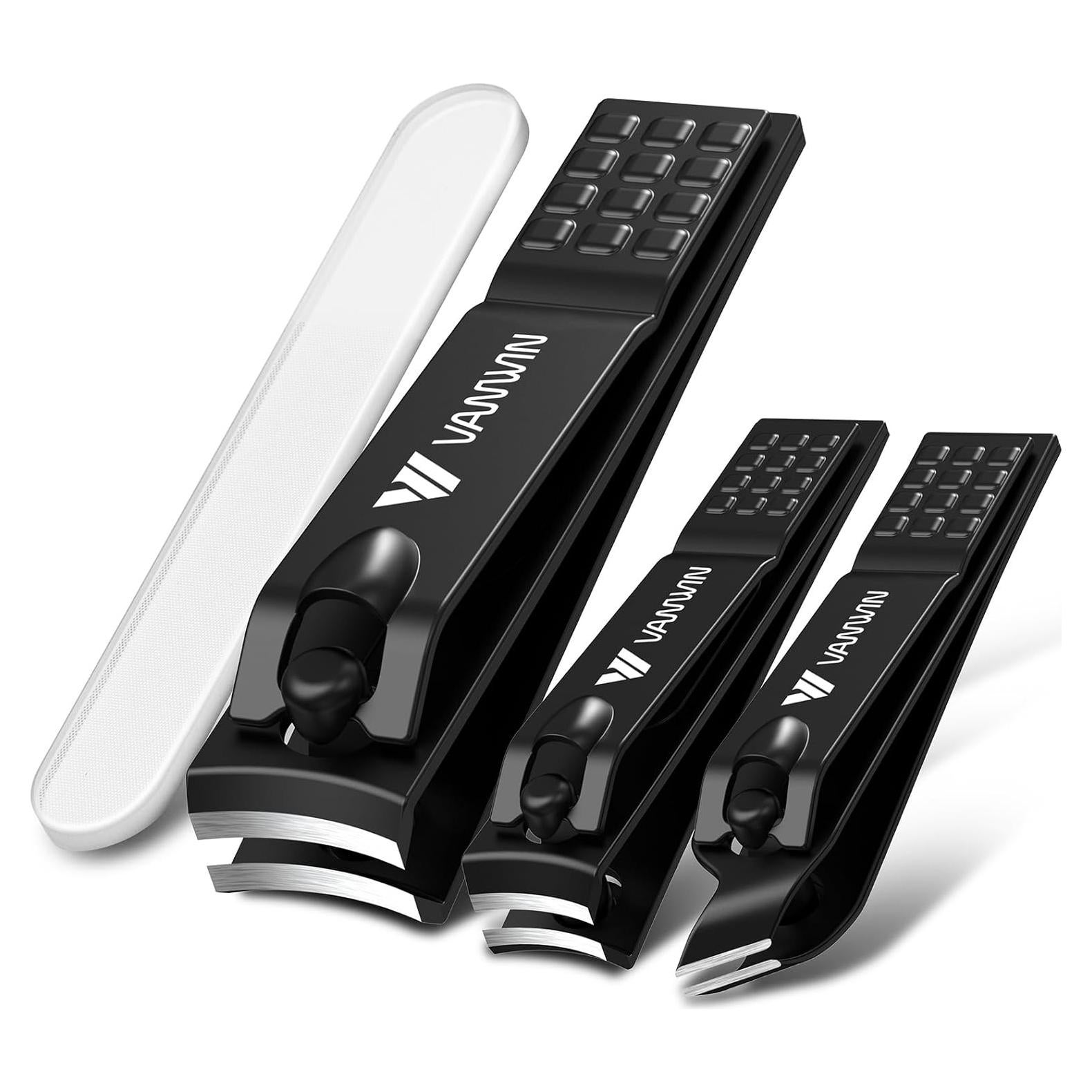 Set de Cortauñas VANWIN 4 Piezas Acero Inoxidable Negro