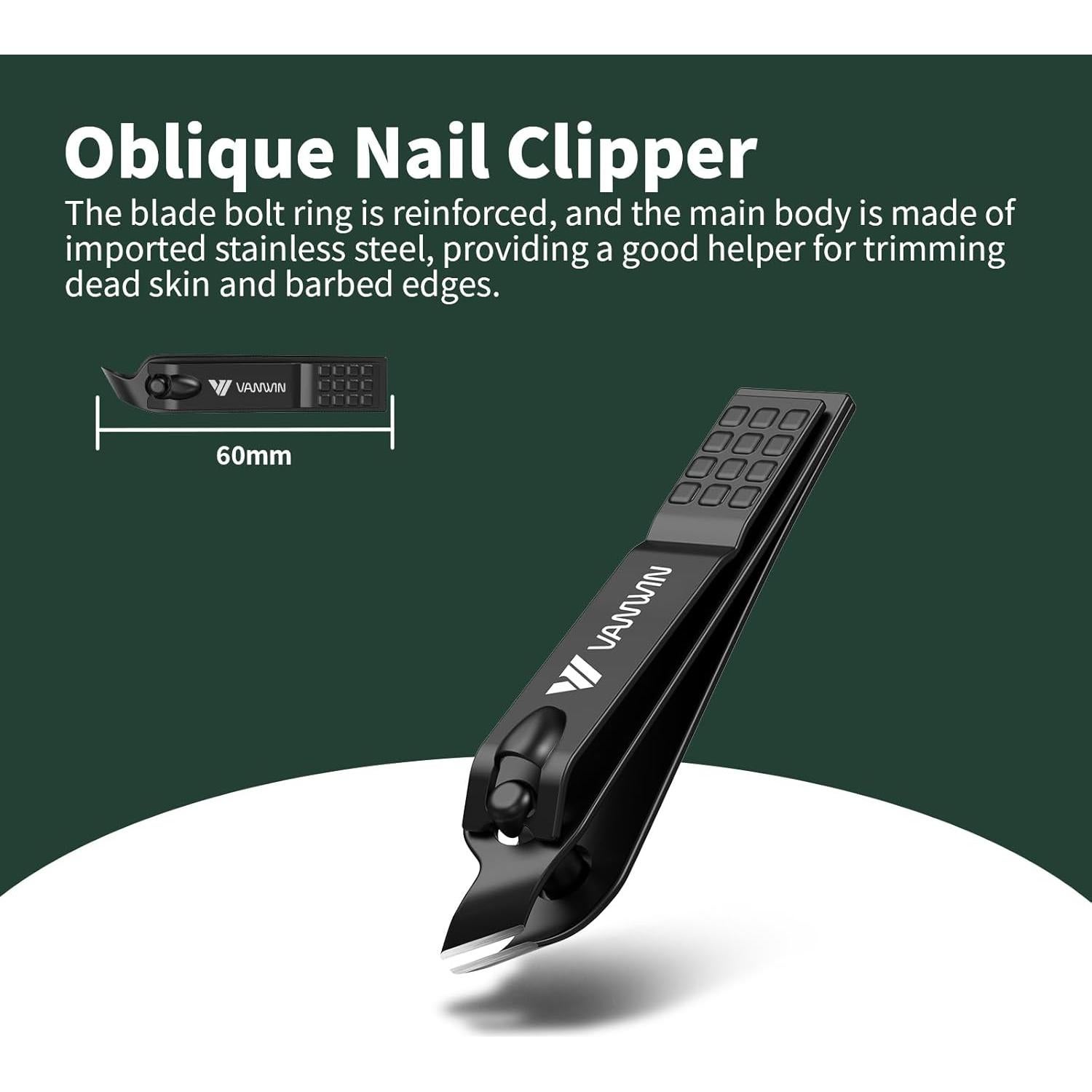 Set de Cortauñas VANWIN 4 Piezas Acero Inoxidable Negro