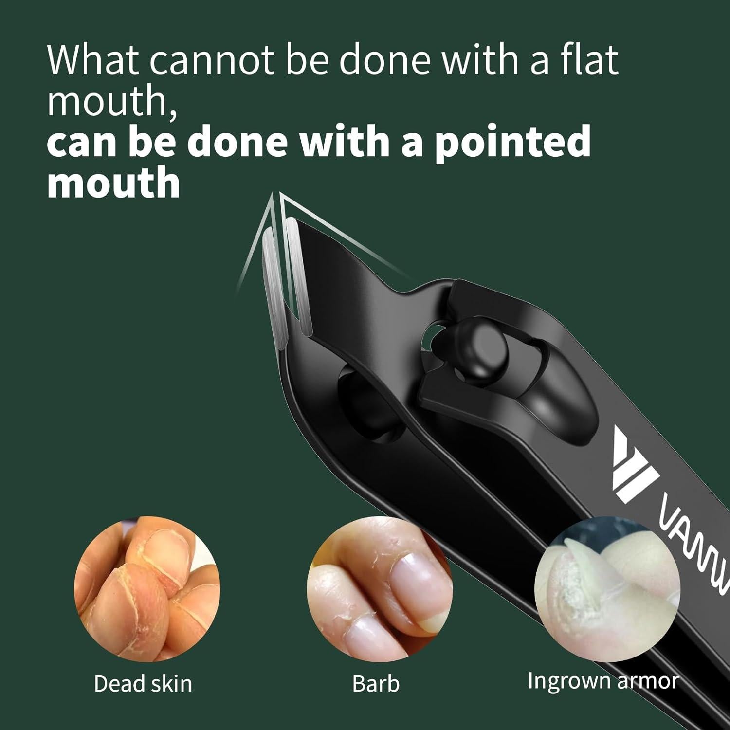 Set de Cortauñas VANWIN 4 Piezas Acero Inoxidable Negro