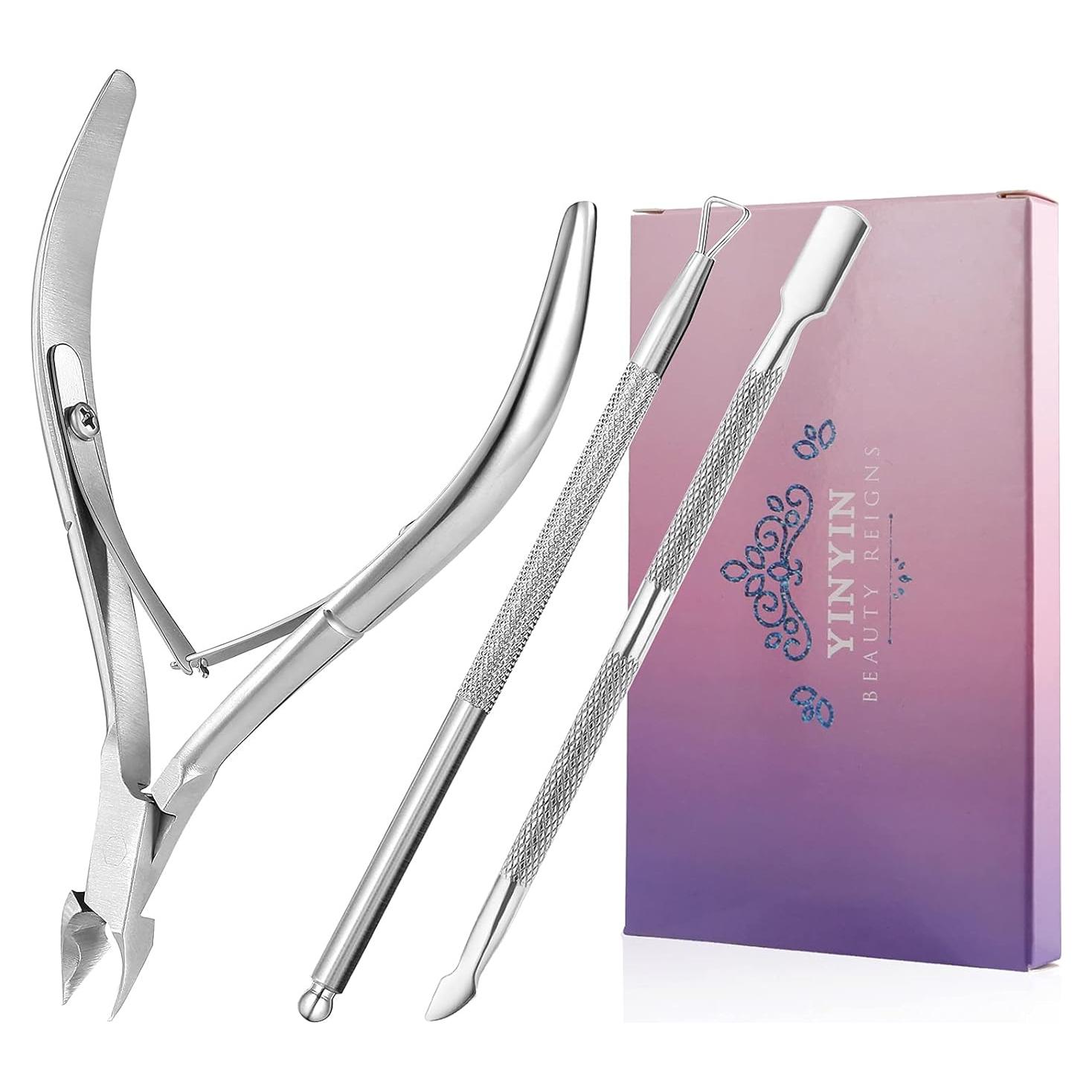 Recortador de Cutículas YINYIN Acero Inoxidable 3 en 1 Plata