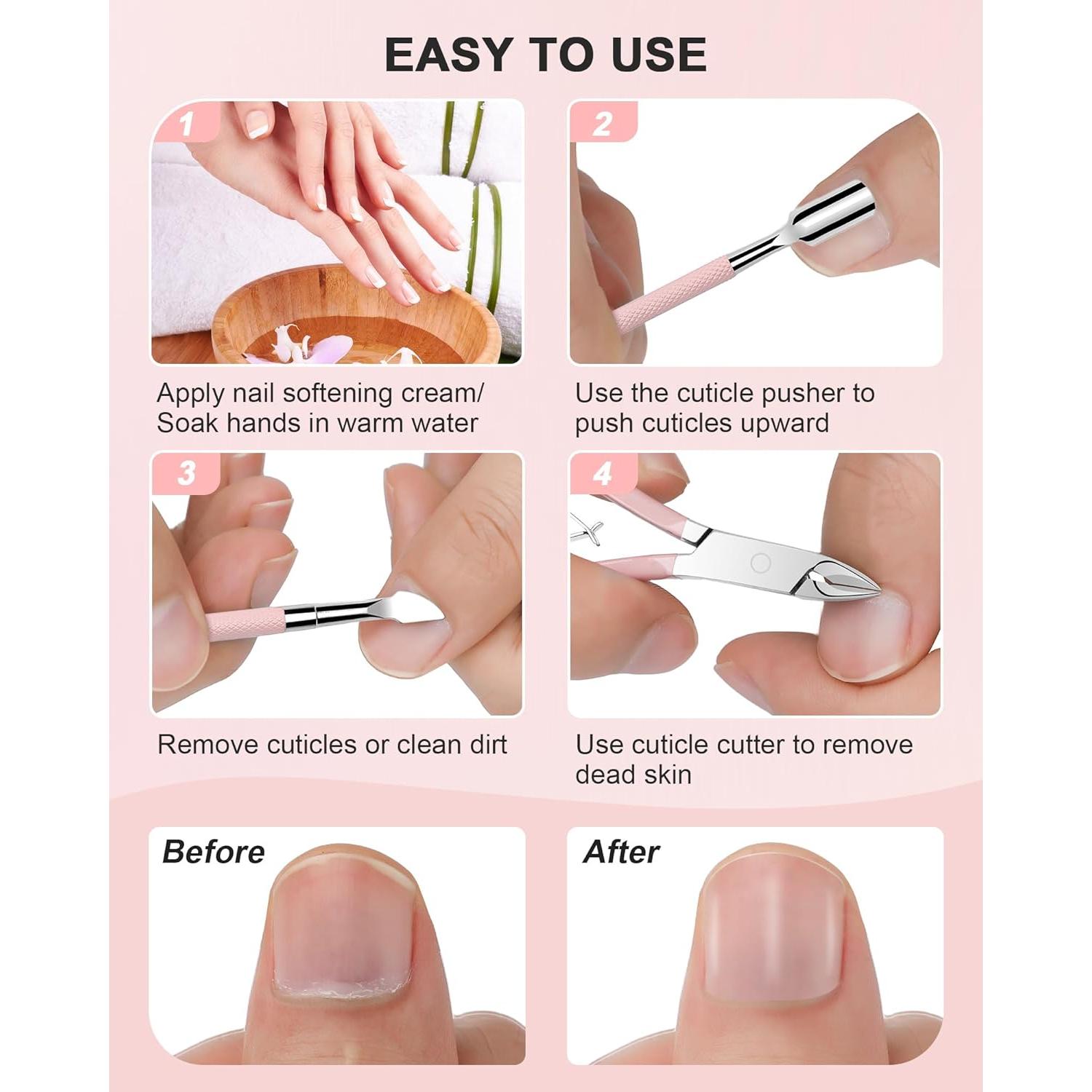 Kit de Cortadores de Cutículas Difenni 4 Piezas Profesional