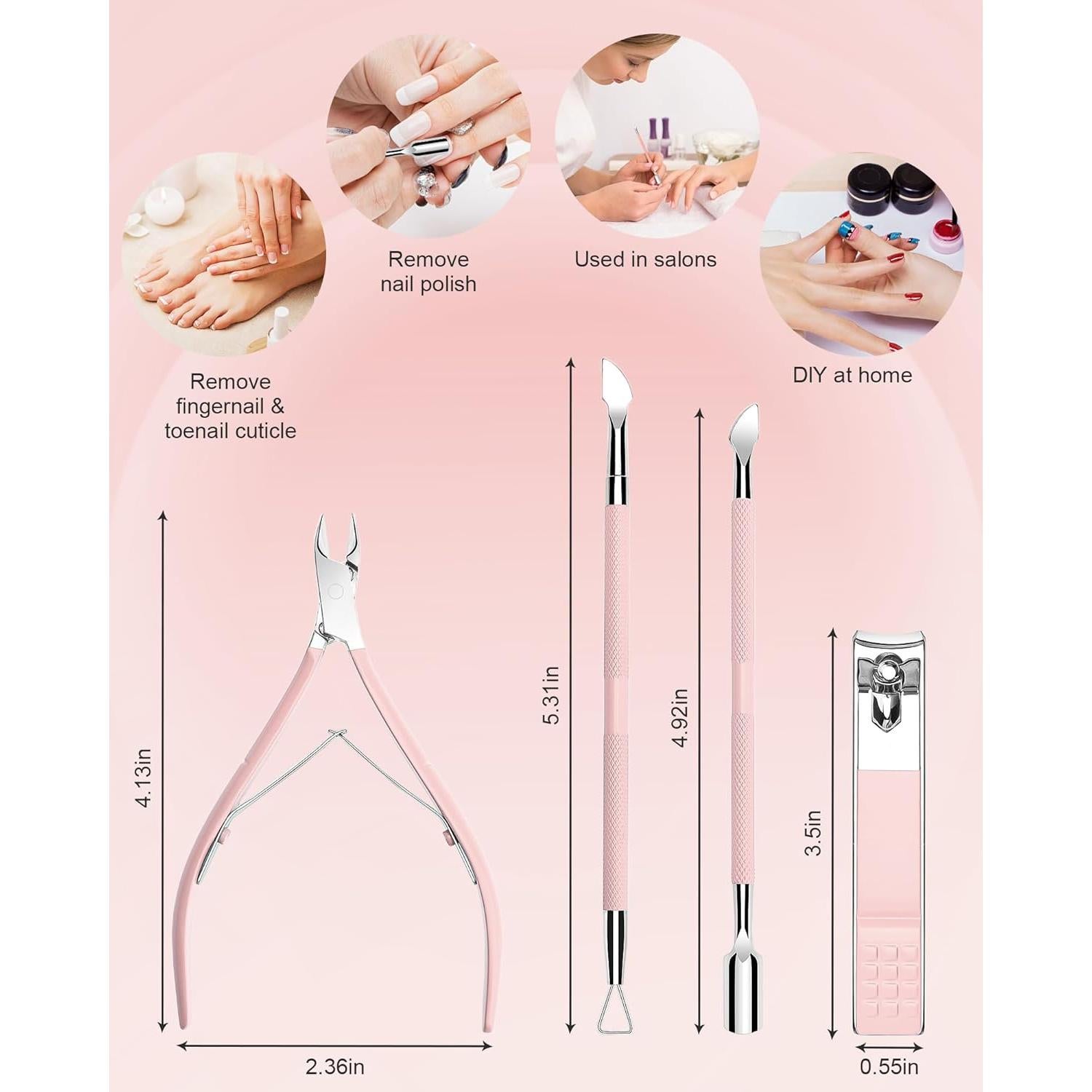 Kit de Cortadores de Cutículas Difenni 4 Piezas Profesional