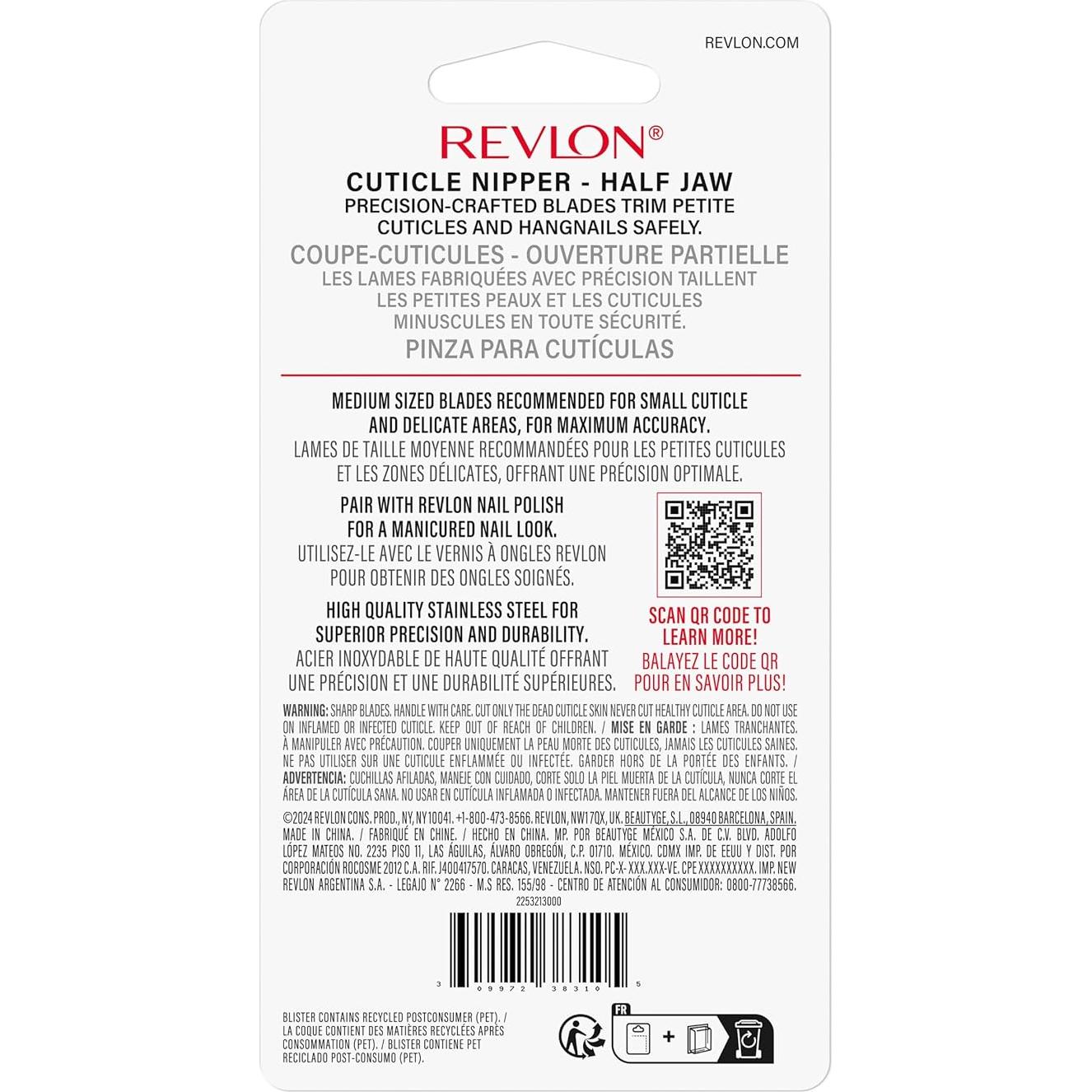 Cortaúñas de Cutícula Revlon Media Mandíbula Acero Inoxidable