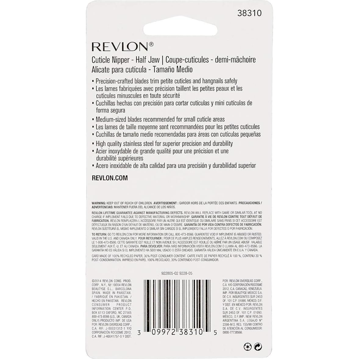 Cortaúñas de Cutícula Revlon Media Mandíbula Acero Inoxidable