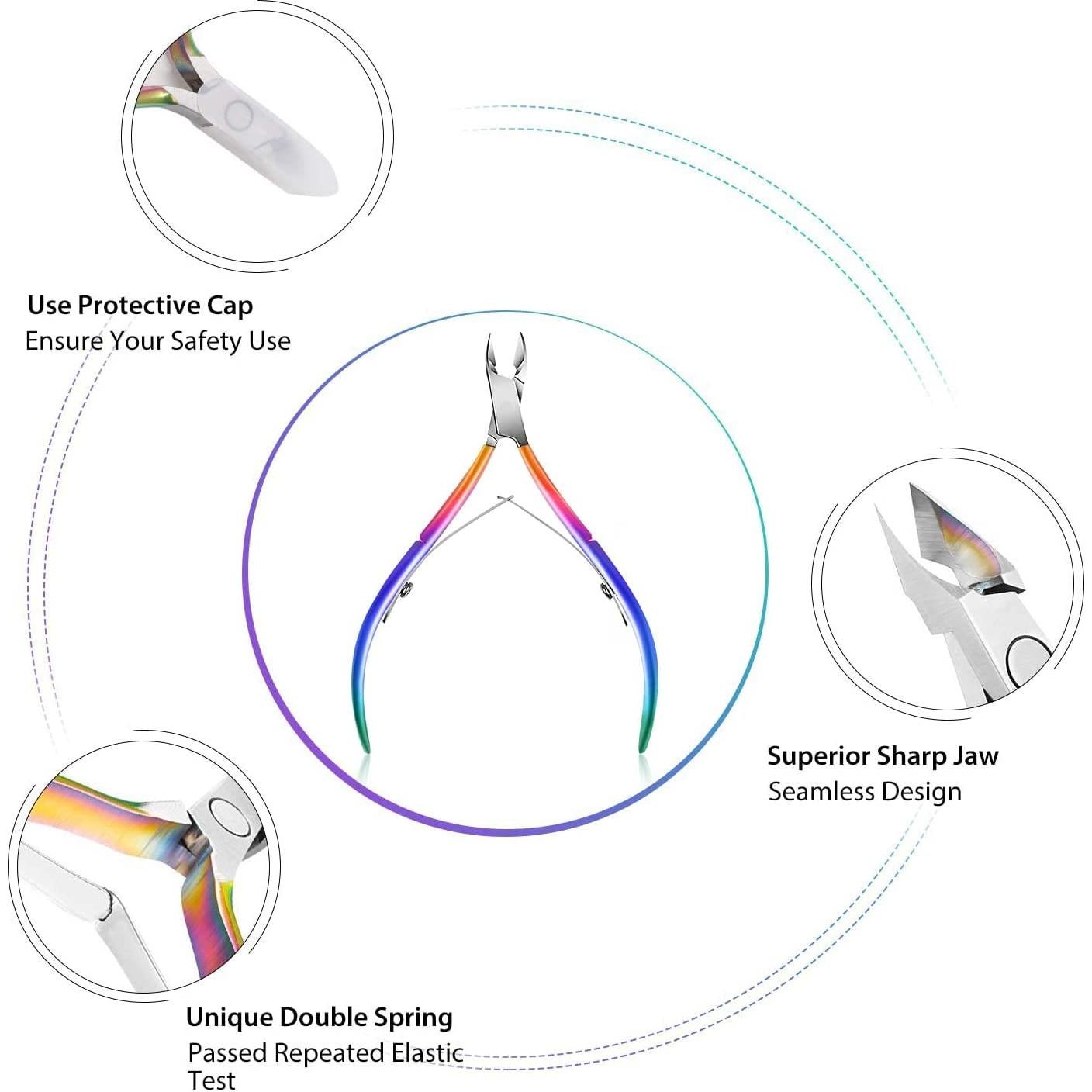 Cortador de Cutículas Easkep Acero Inoxidable Arcoíris 15.8cm