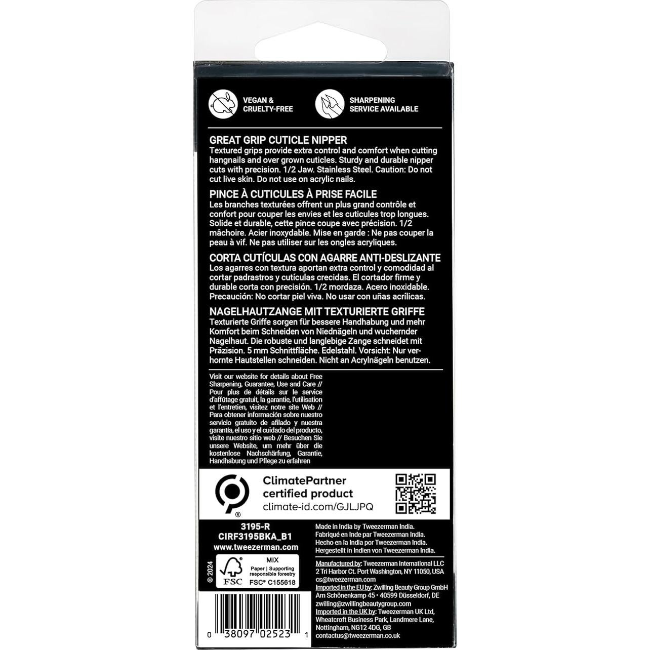 Cortaúñas de Cutícula Tweezerman Great Grip 1.27 cm