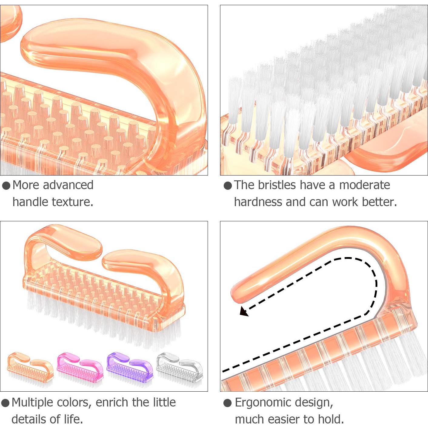 Kit de Cepillos de Uñas Larbois con Mango - 4 Piezas