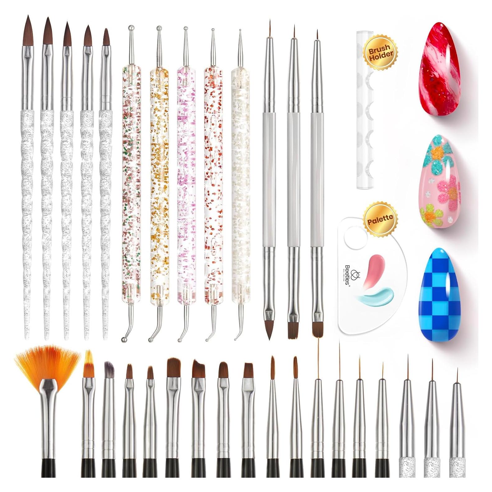 Set de Pinceles de Arte de Uñas Beetles 31pcs con Soporte
