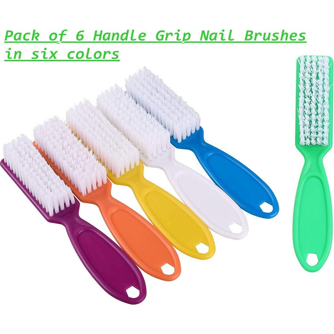 6 Cepillos de Uñas con Mango Agarre SQULIGT - Colores Variados