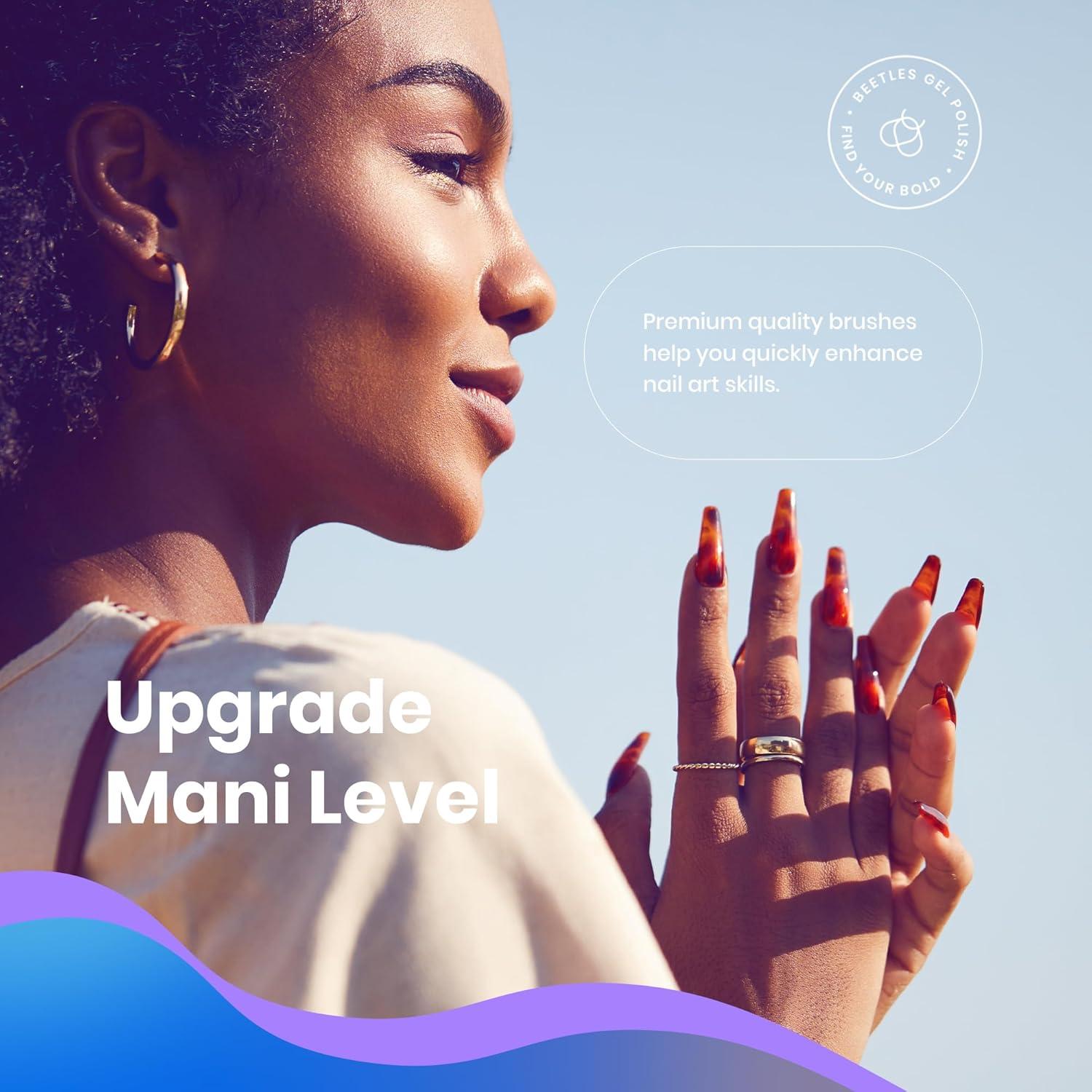 Juego de Pinceles de Arte de Uñas Beetles 6 Pcs Profesional