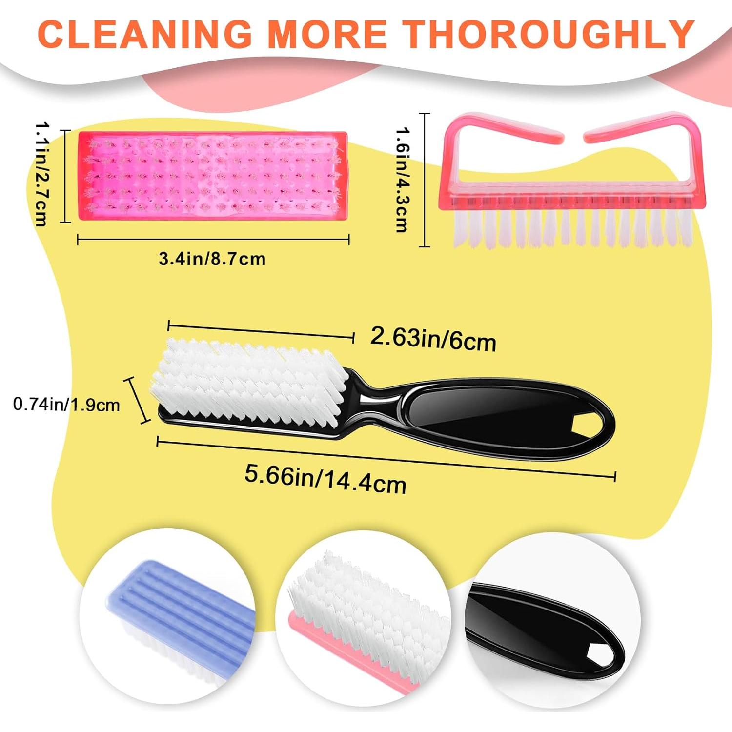 Kit de 8 Cepillos de Uñas ROSVIDY con Mango Antideslizante